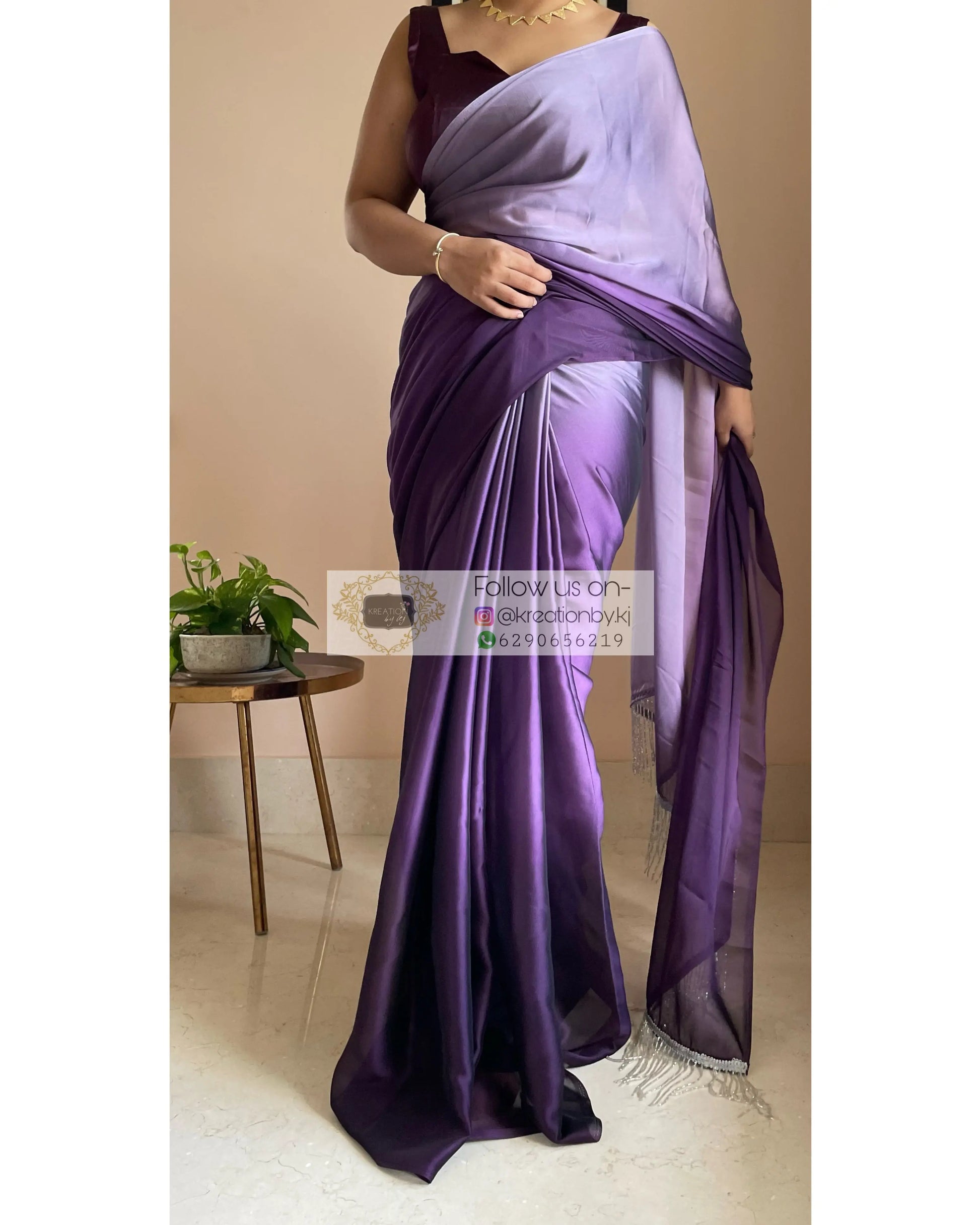 Amethyst Ombré Georgette Saree Bridesmaid kreationbykj