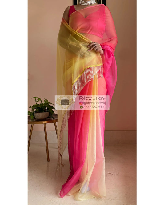 Sicilian Sunset Ombré Saree kreationbykj