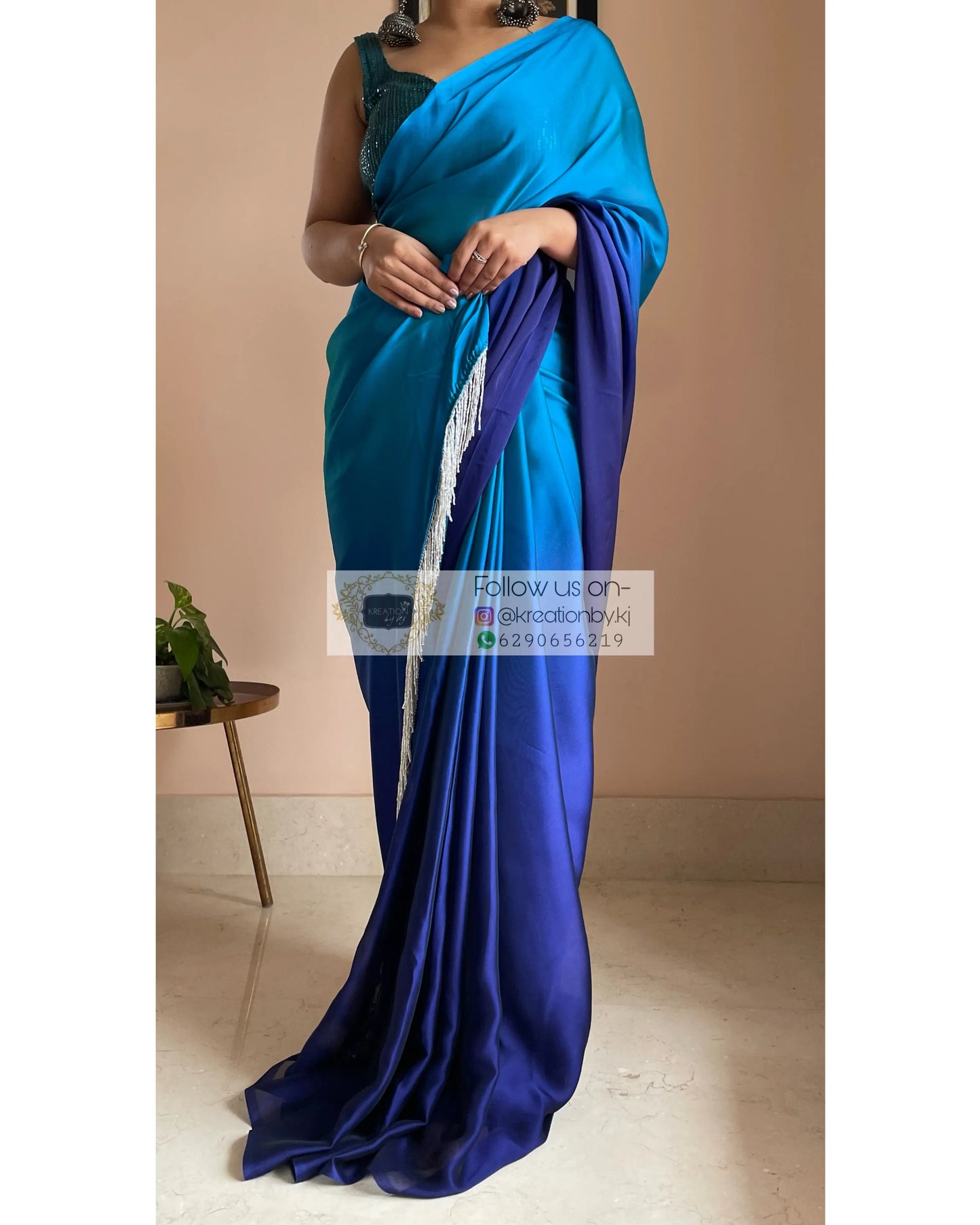Siyahi Ombré Georgette Saree kreationbykj