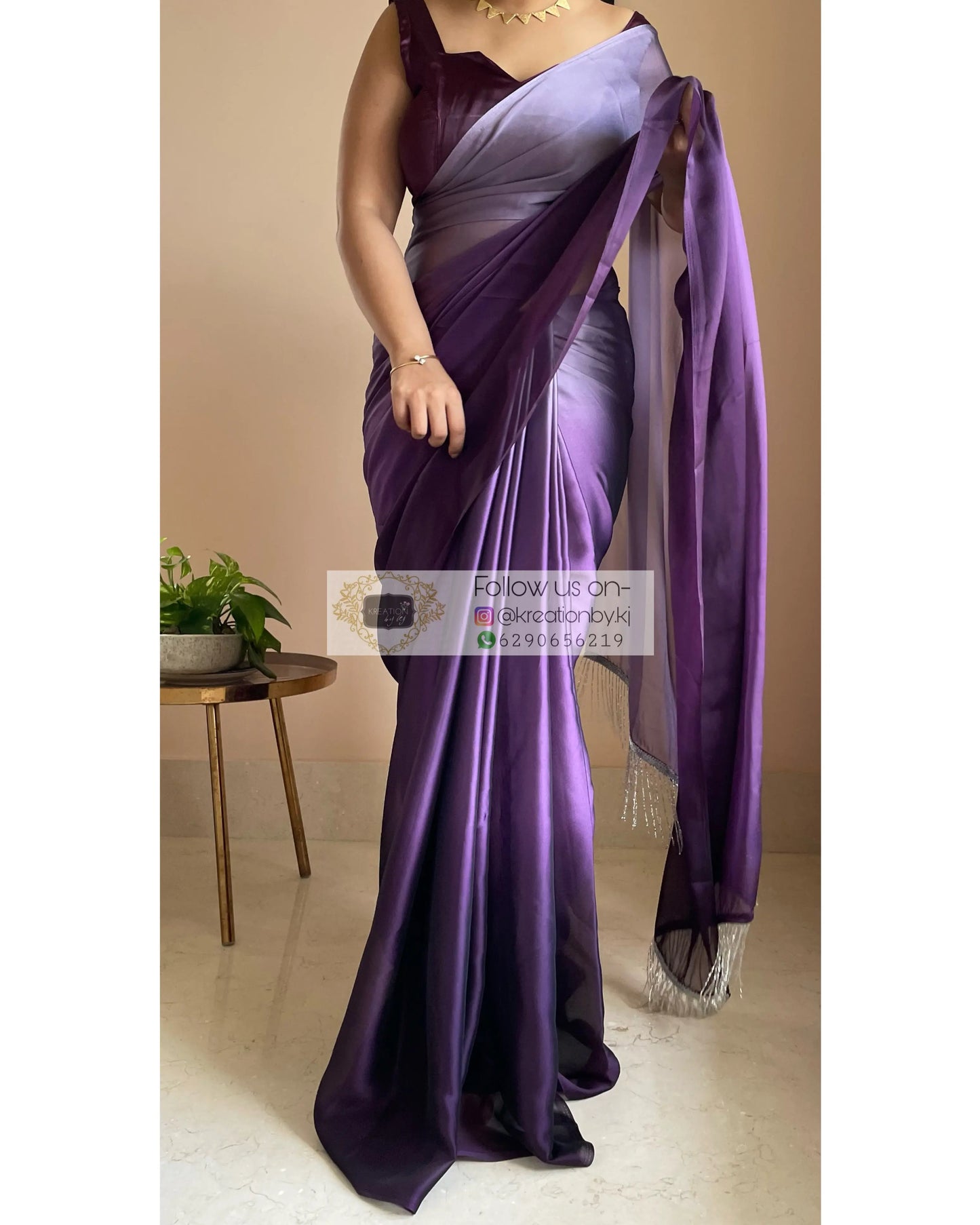Amethyst Ombré Georgette Saree Bridesmaid kreationbykj