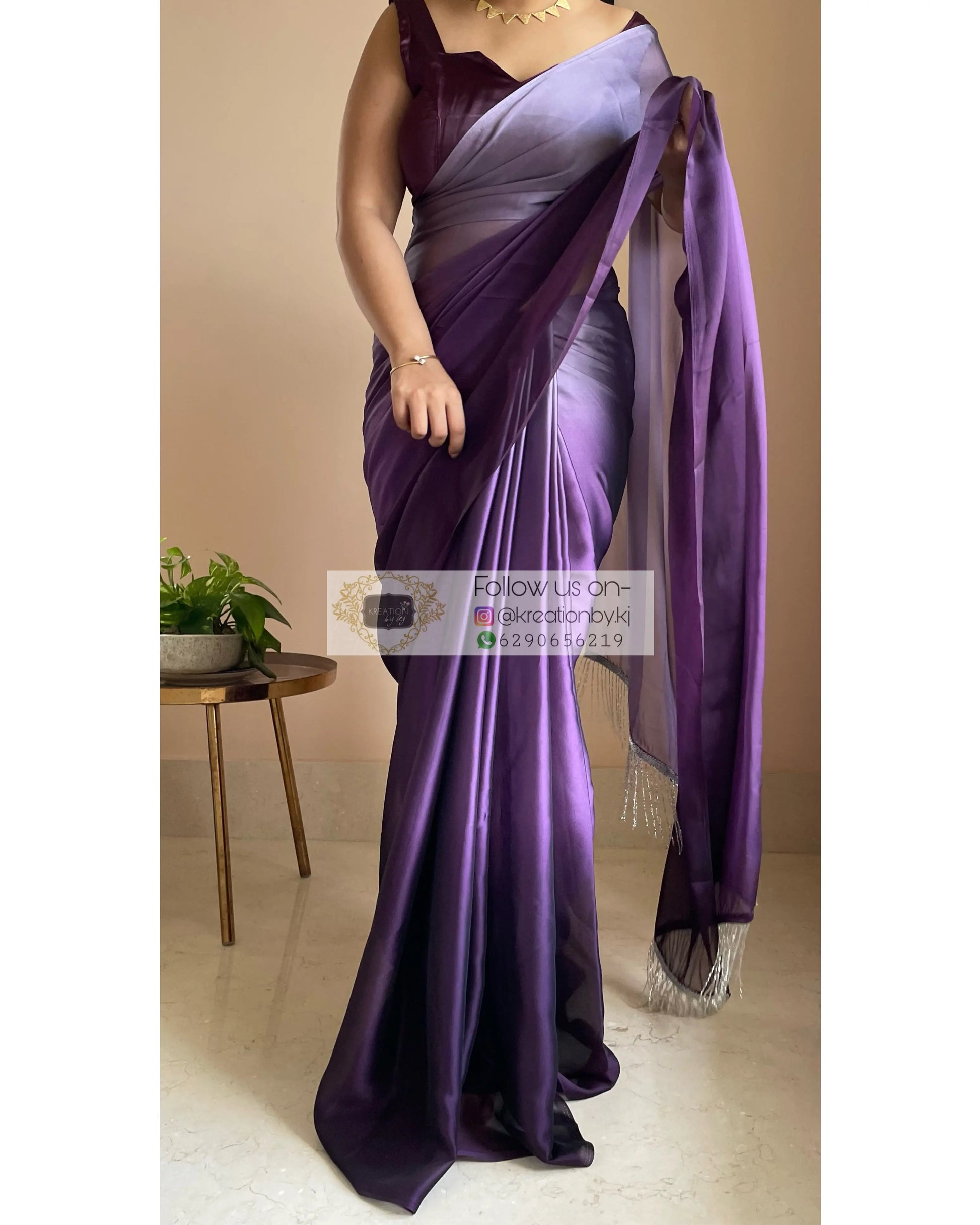 Amethyst Ombré Georgette Saree Bridesmaid kreationbykj