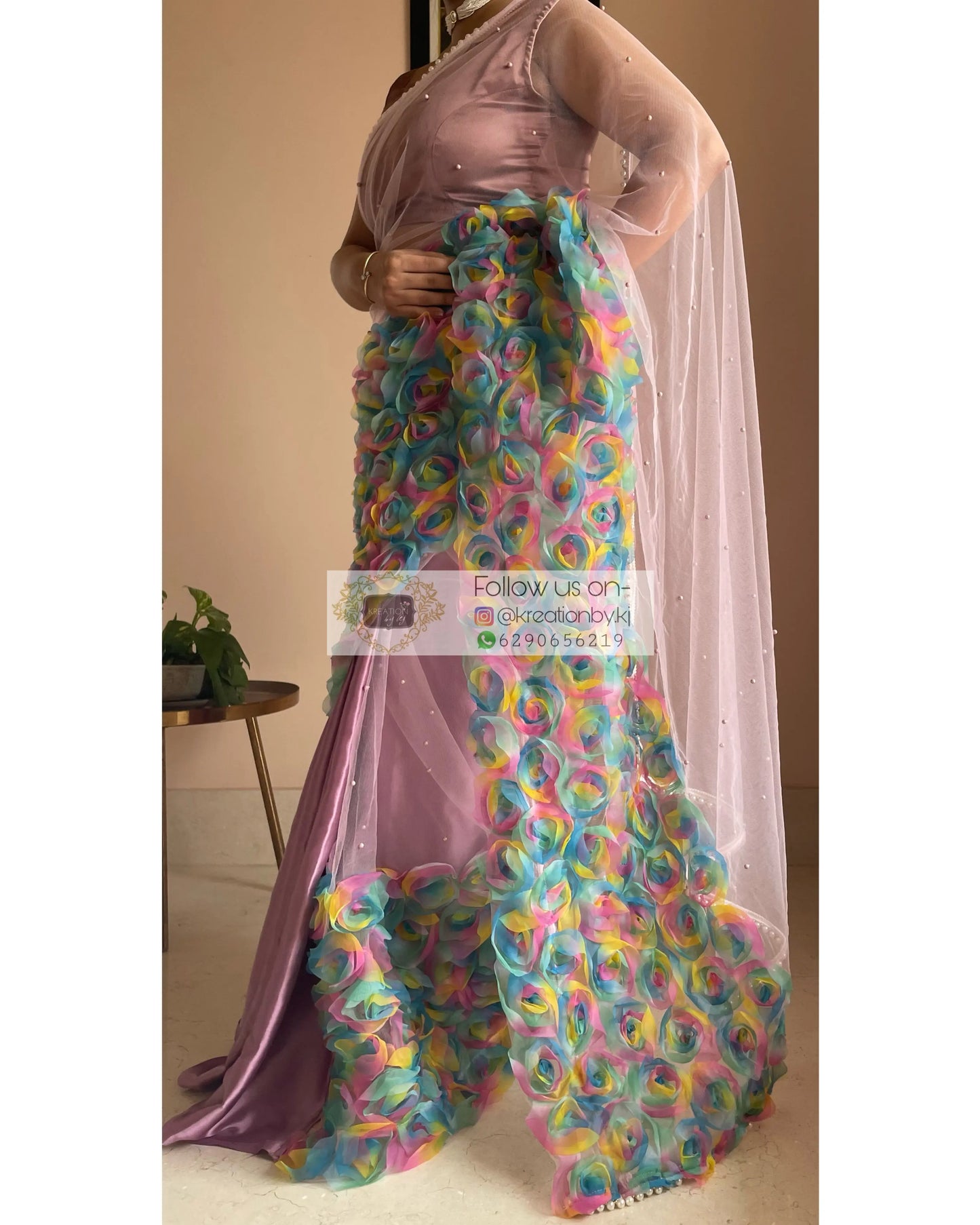 Unicorn Drama Queen Net Saree kreationbykj