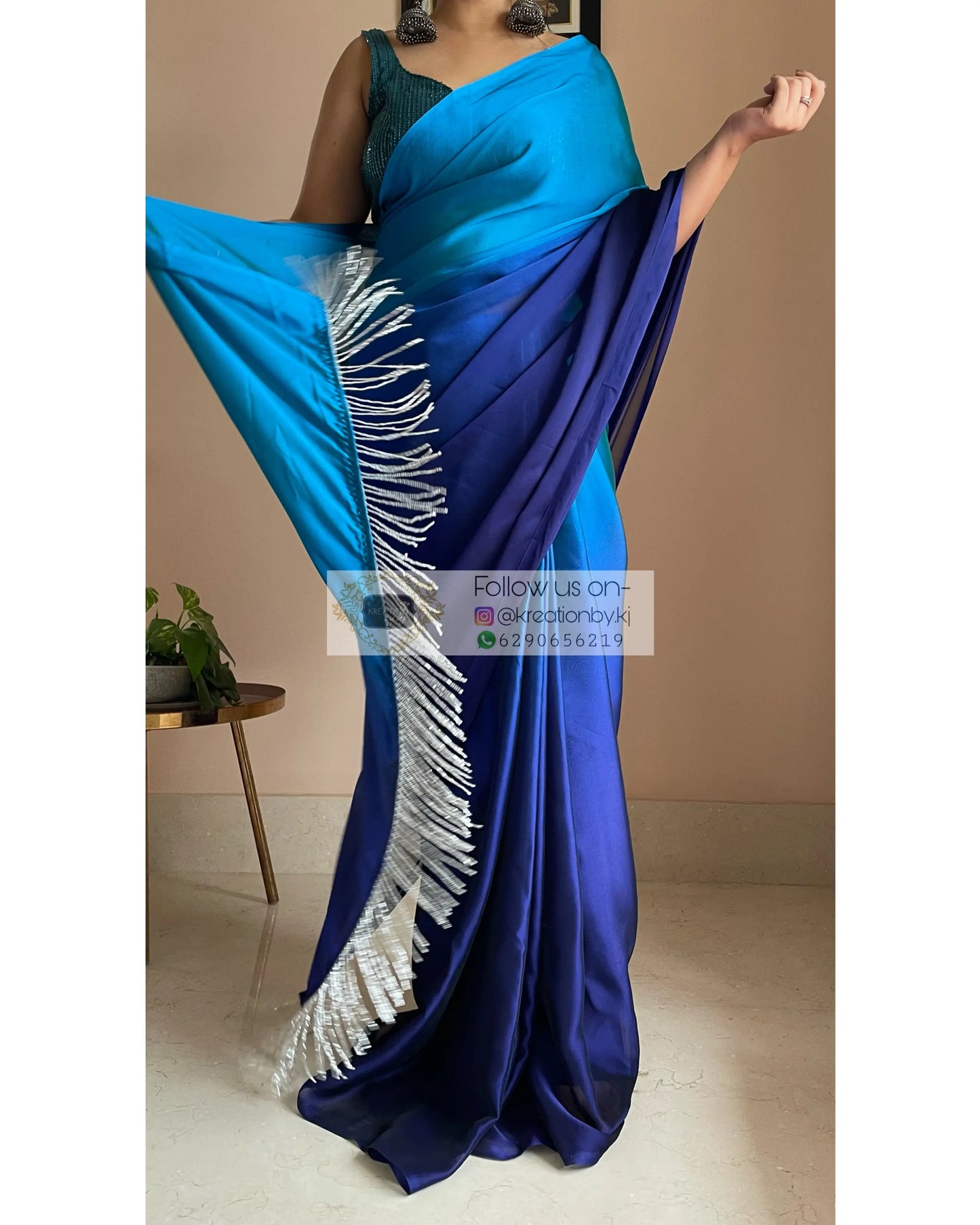Siyahi Ombré Georgette Saree kreationbykj