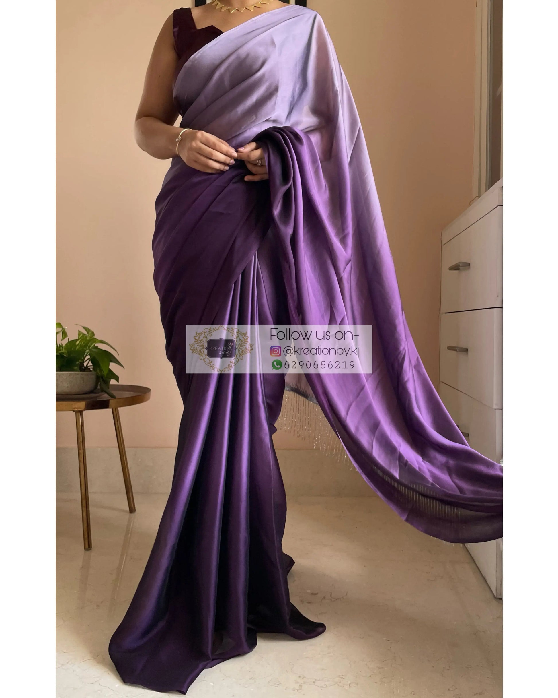 Amethyst Ombré Georgette Saree Bridesmaid kreationbykj