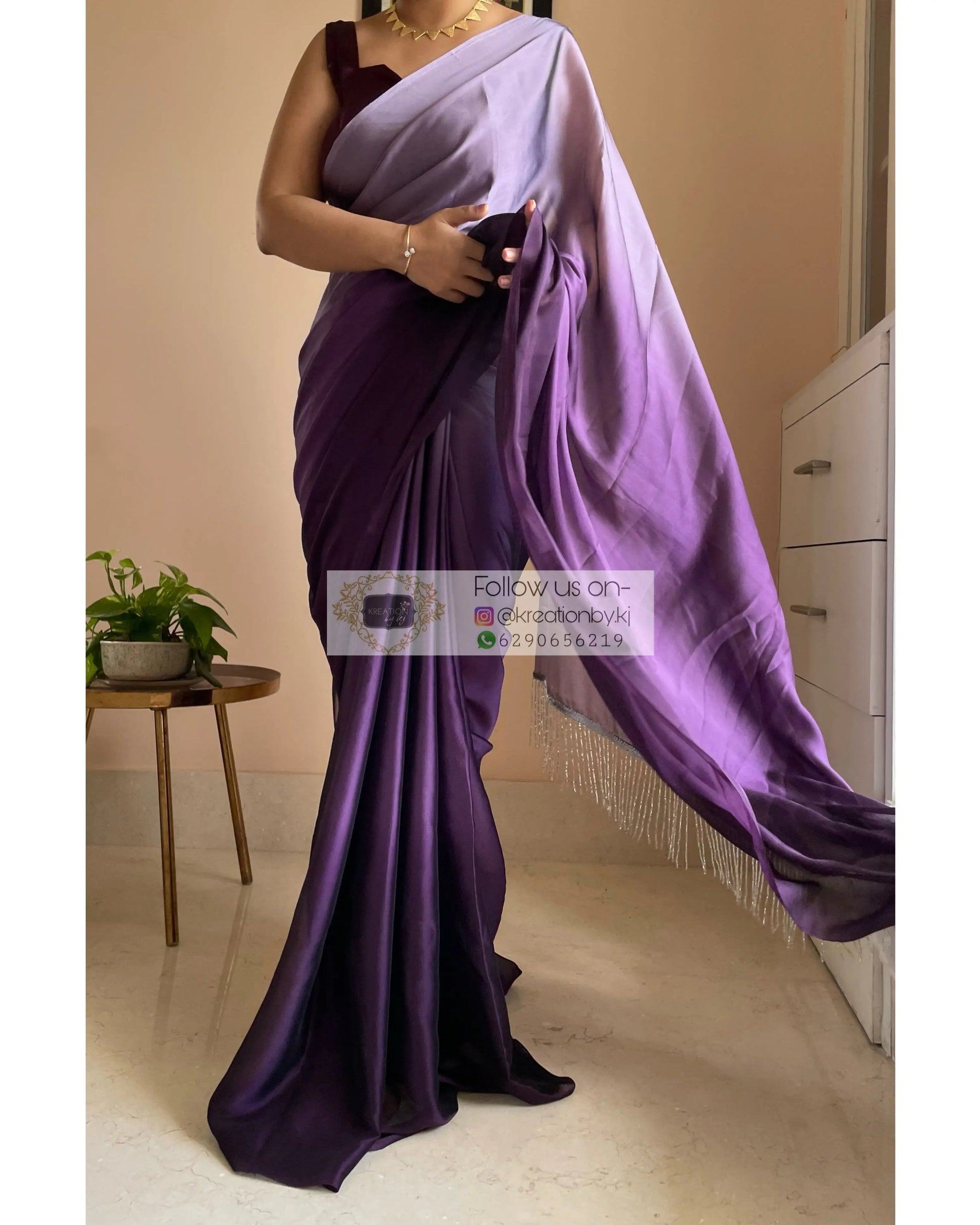 Amethyst Ombré Georgette Saree Bridesmaid kreationbykj