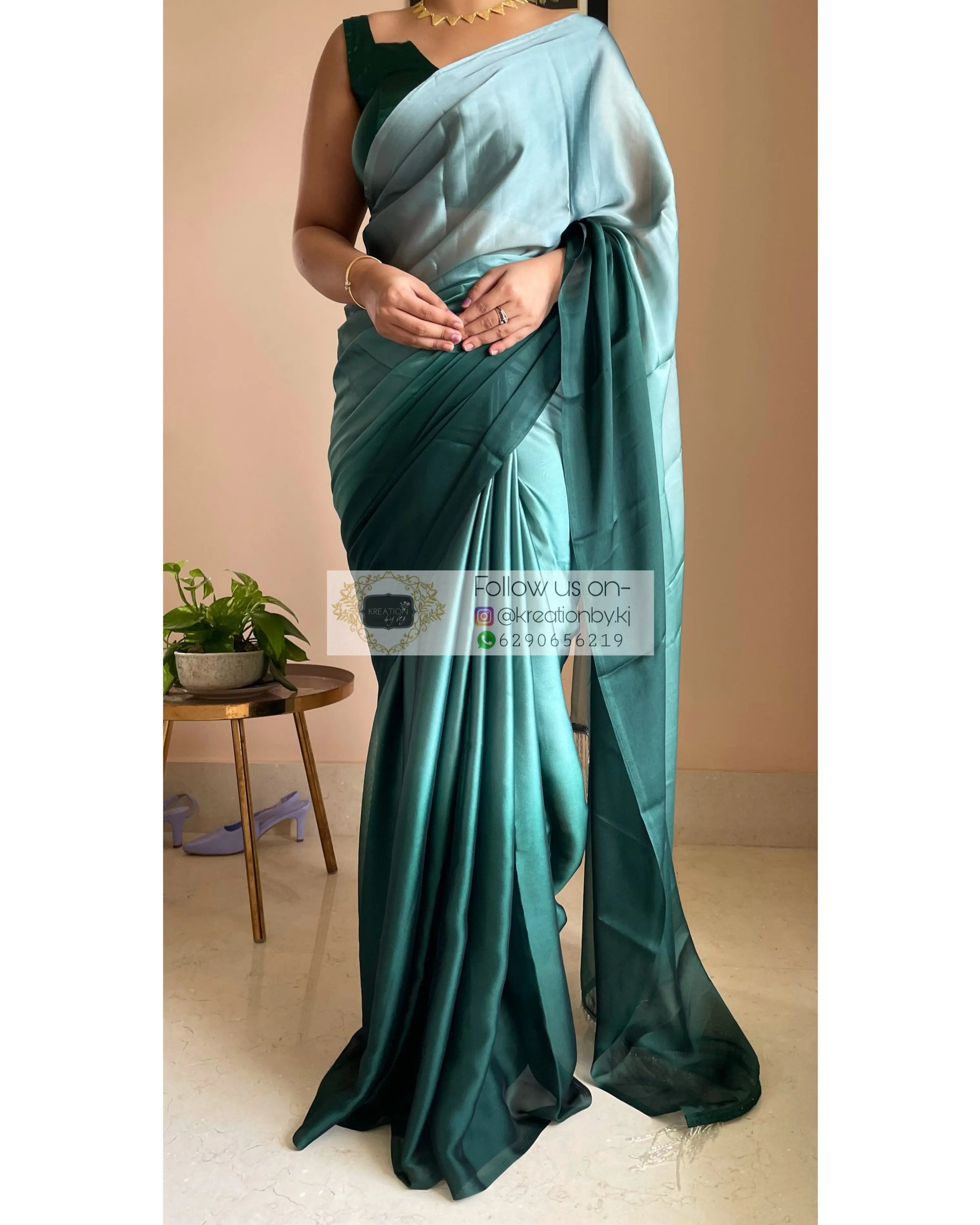 Agate Ombré Georgette Cocktail Saree kreationbykj