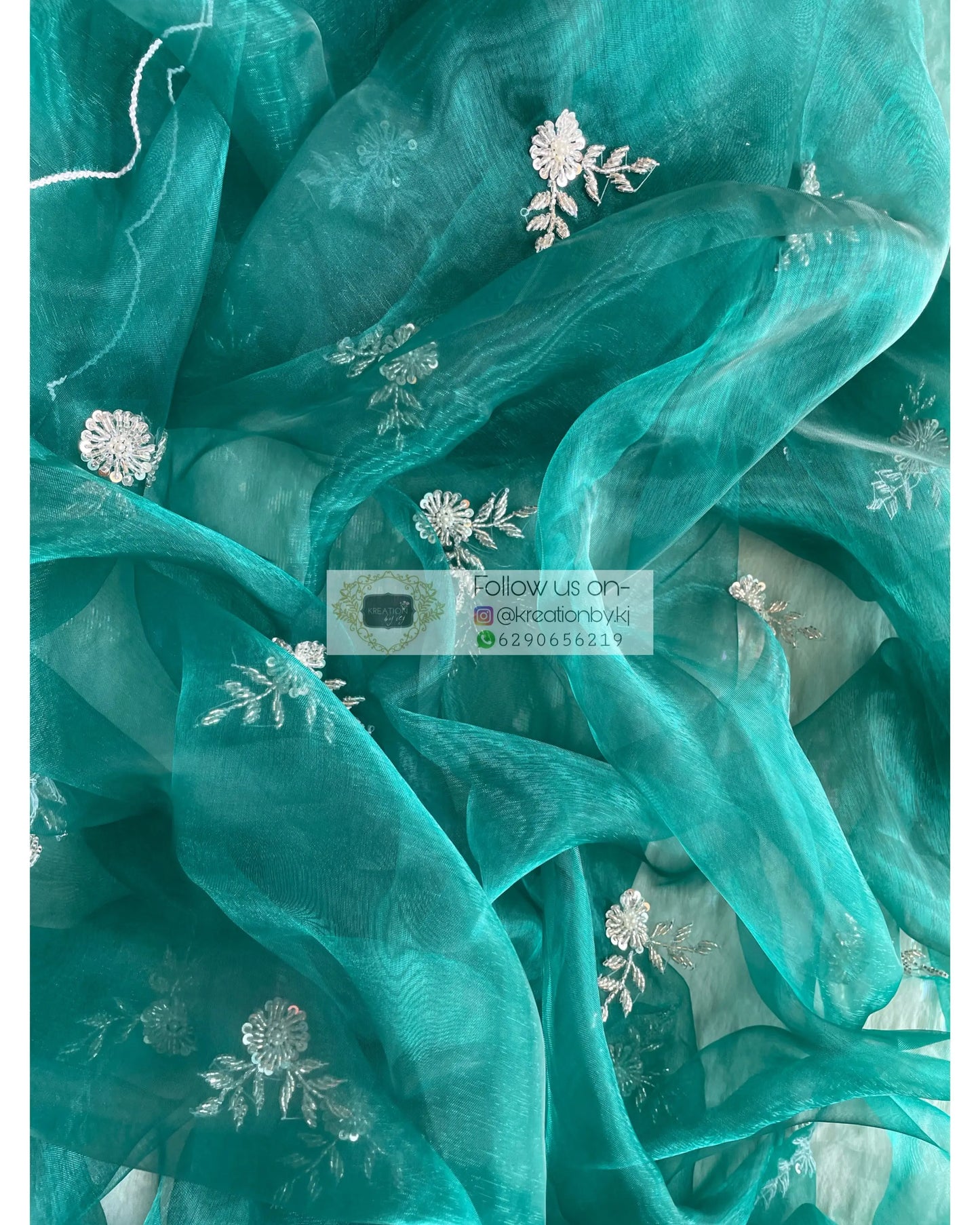 Teal Blue 86 Boota Dupatta - kreationbykj