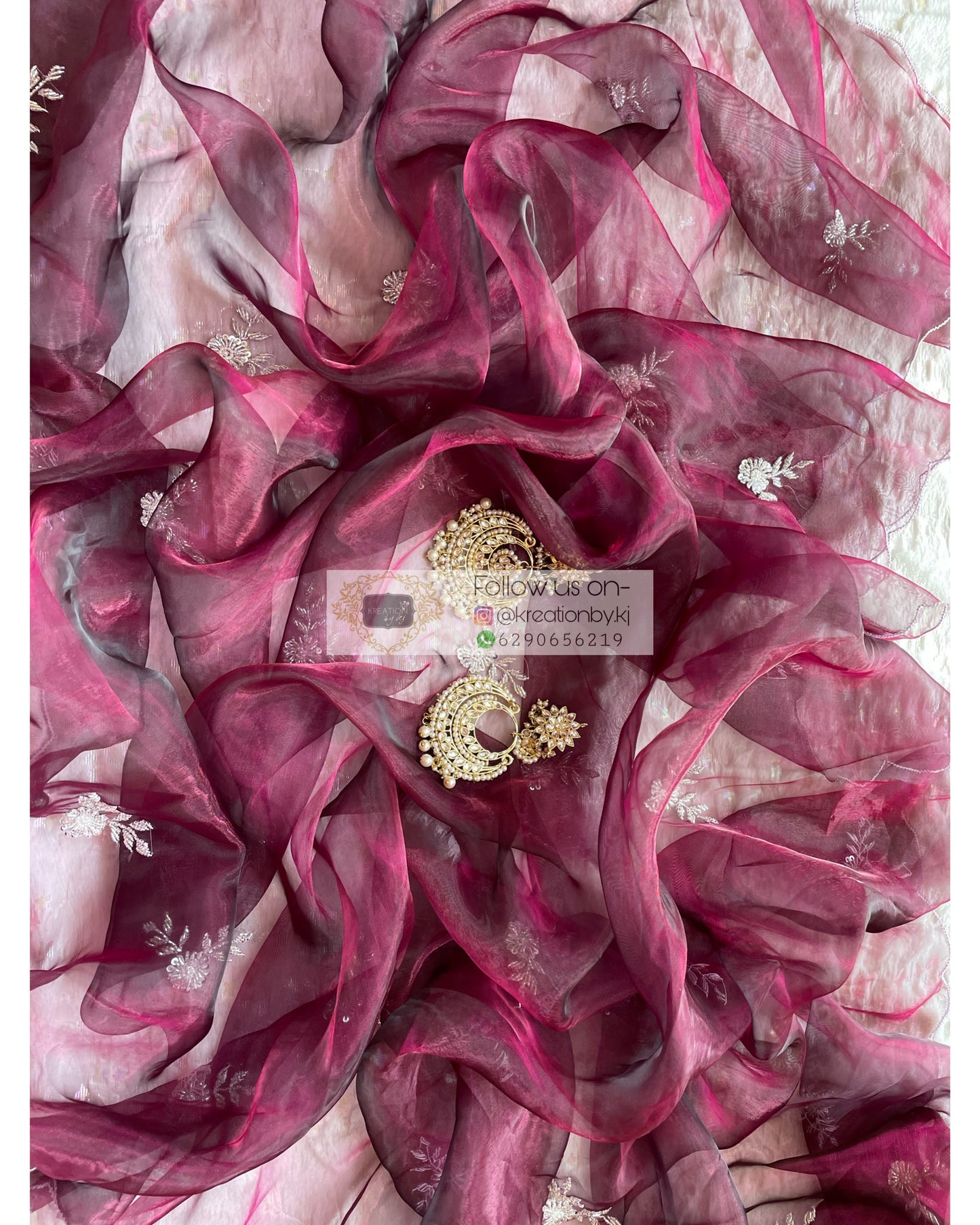 Purple Wine 86 Boota Dupatta - kreationbykj