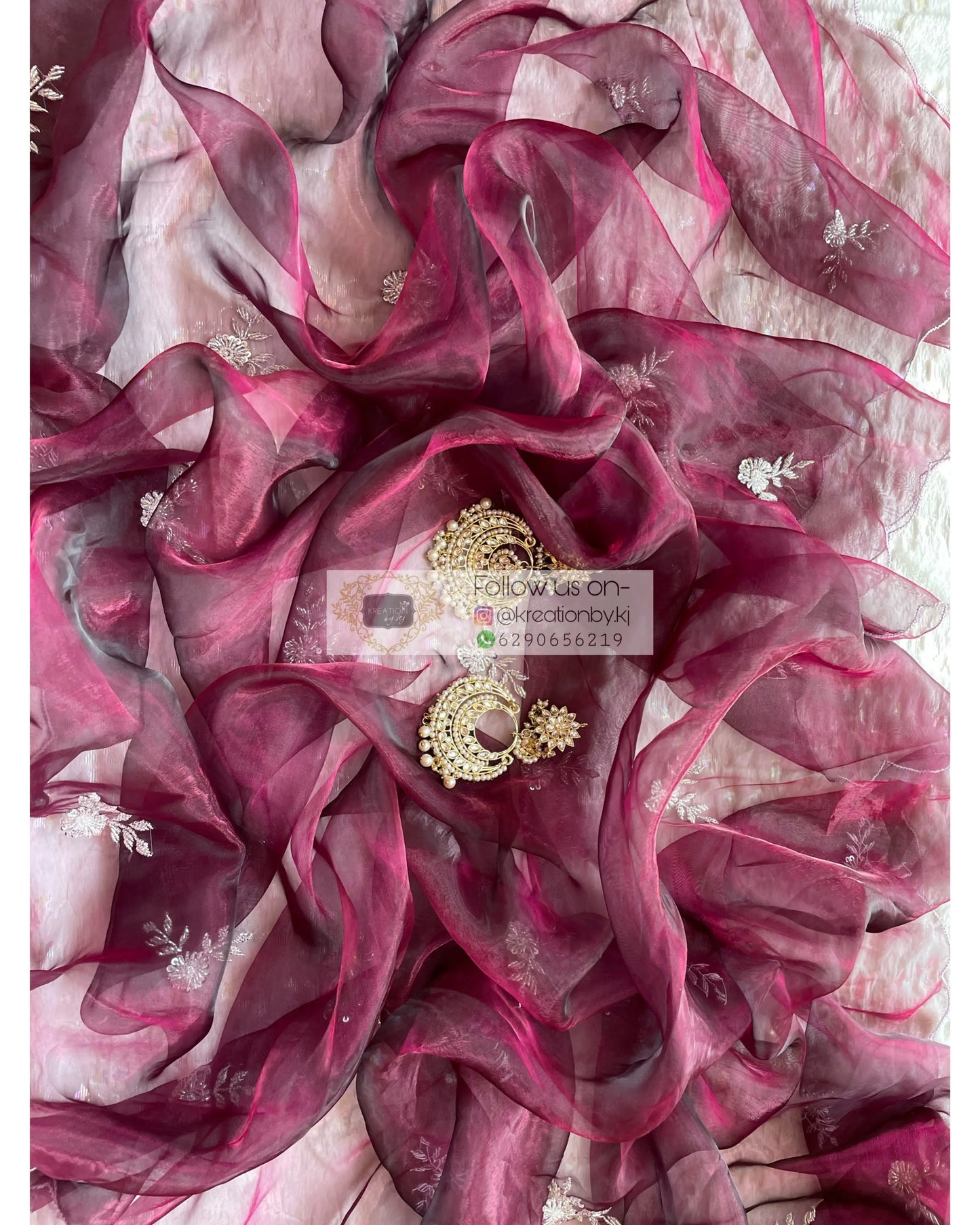 Purple Wine 86 Boota Dupatta - kreationbykj
