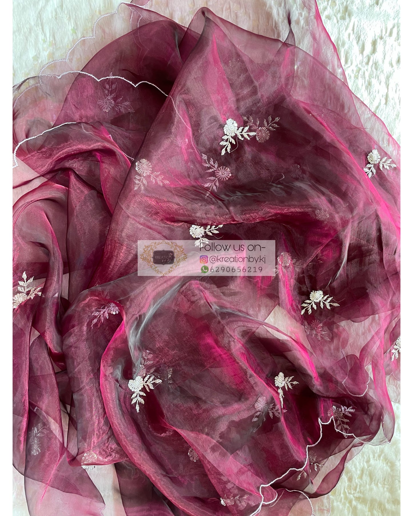 Purple Wine 86 Boota Dupatta - kreationbykj