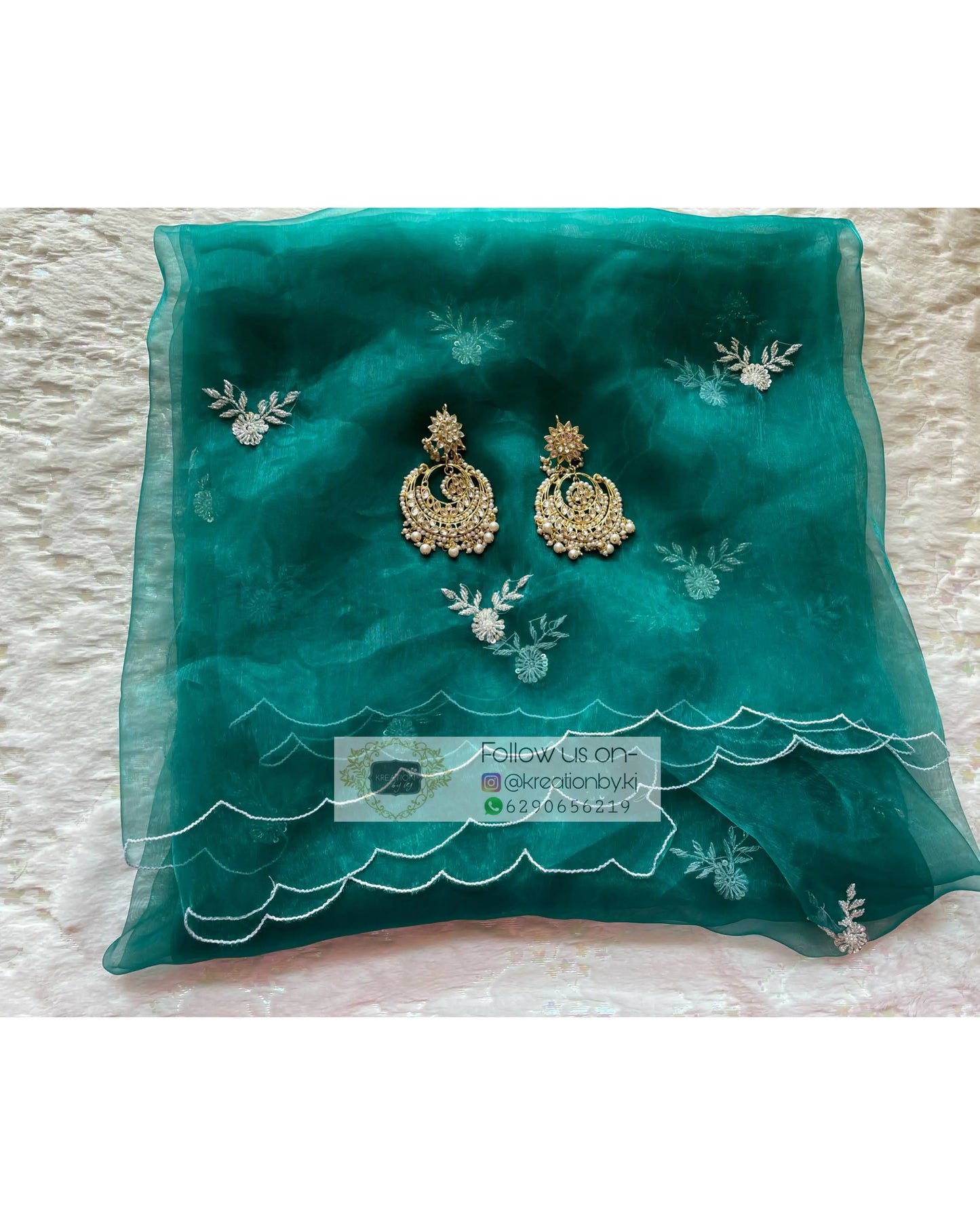 Teal Blue 86 Boota Dupatta - kreationbykj