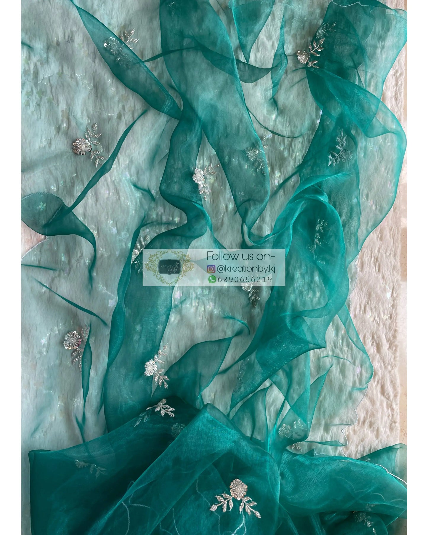 Teal Blue 86 Boota Dupatta - kreationbykj