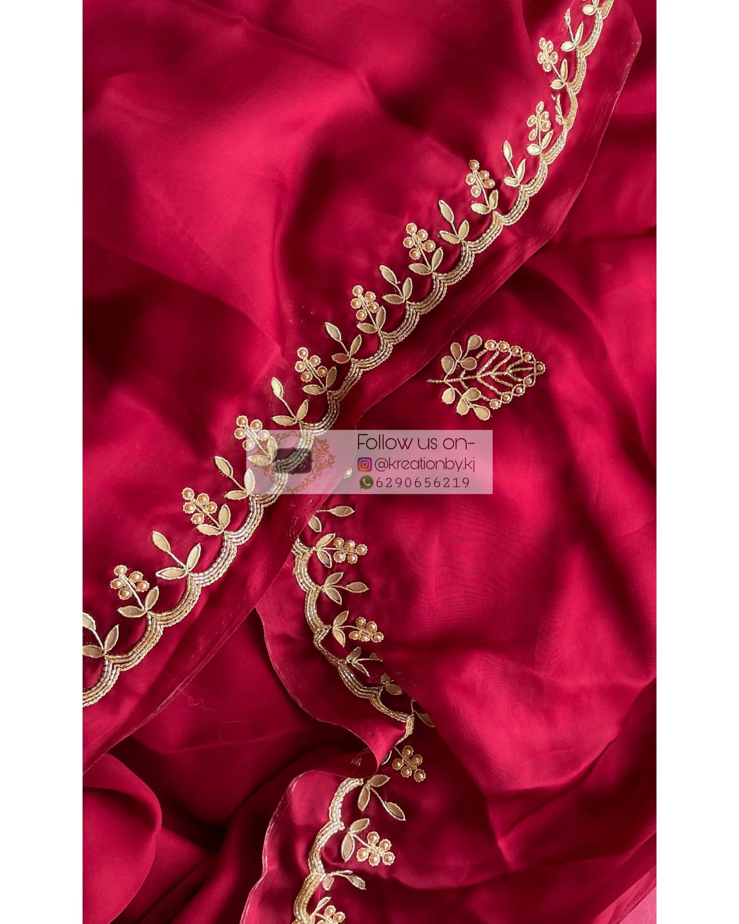 Maroon Crepe Silk Saree With Gota Patti Border - kreationbykj