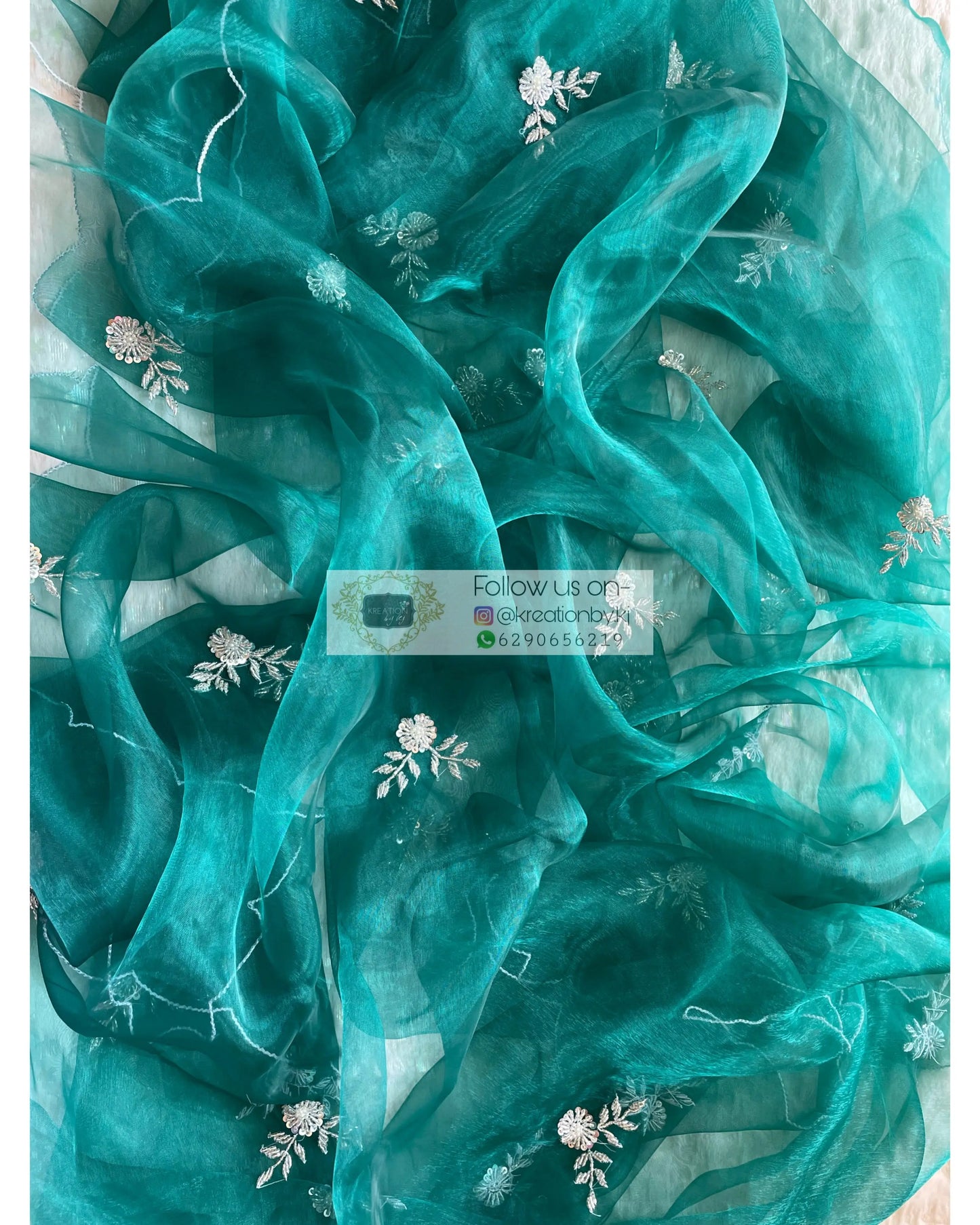 Teal Blue 86 Boota Dupatta - kreationbykj