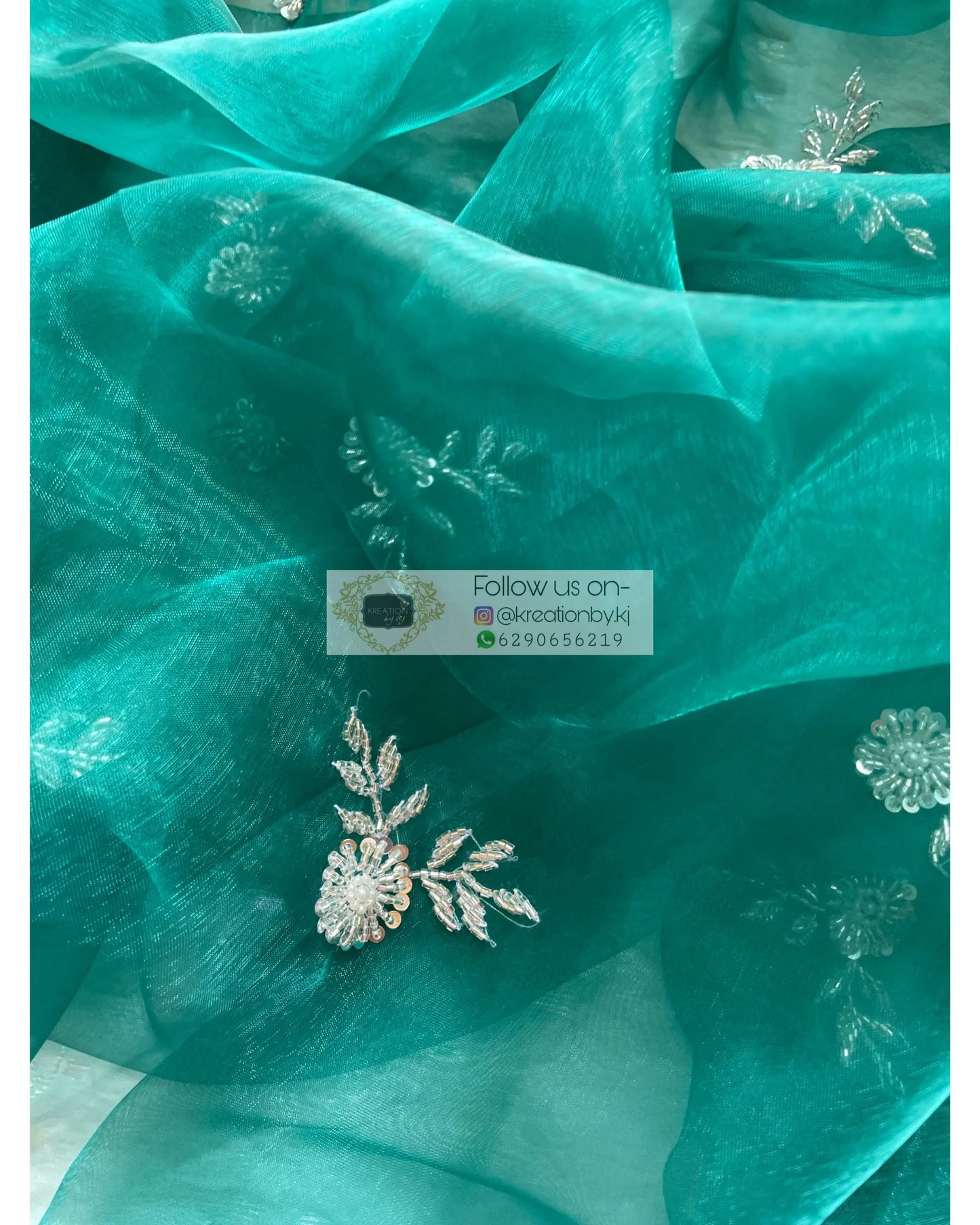 Teal Blue 86 Boota Dupatta - kreationbykj