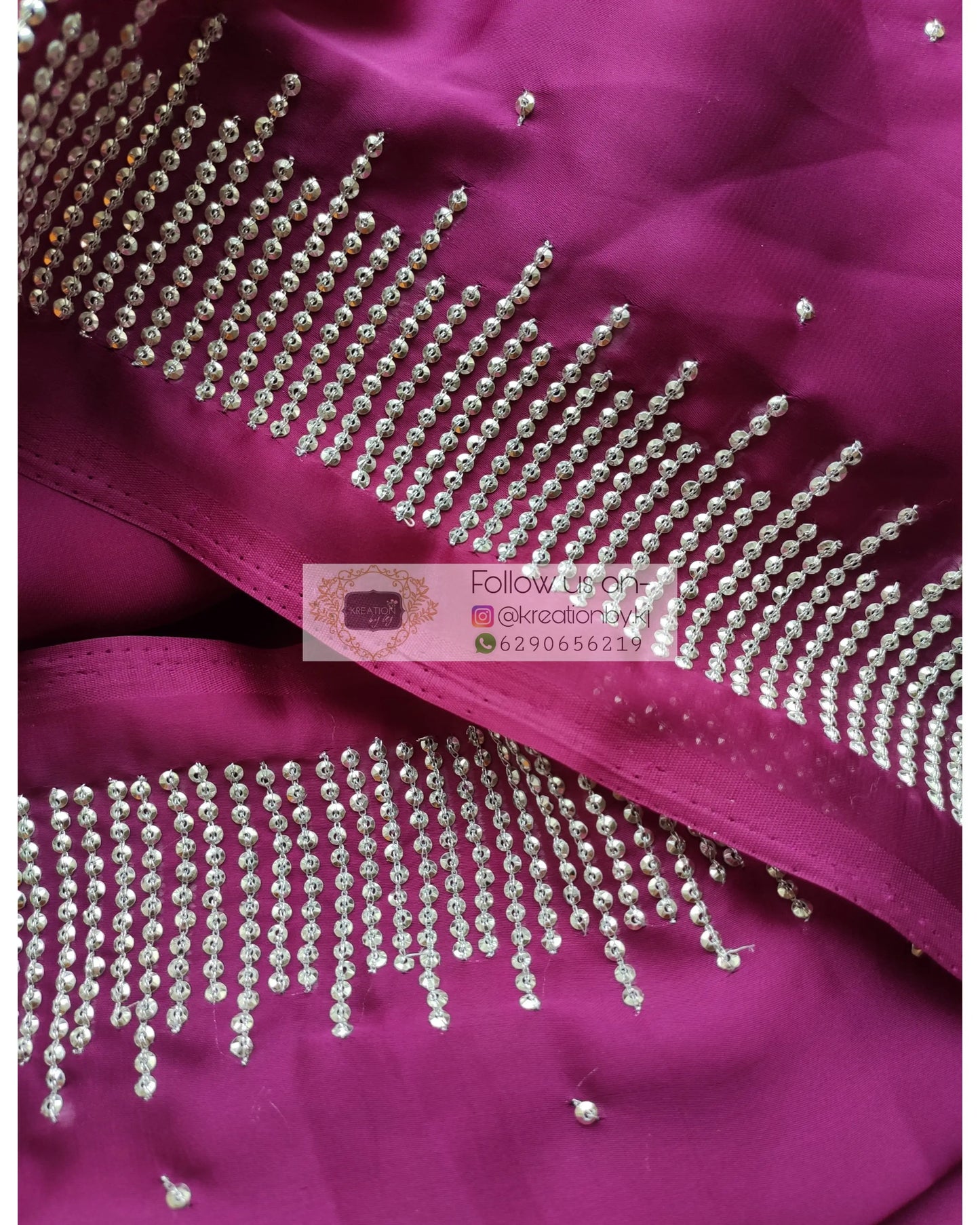 Wine Crepe Silk Sitara Saree - kreationbykj