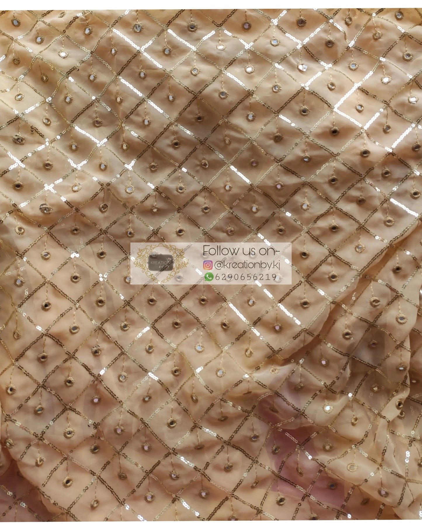 Beige Georgette Sequins Blouse Piece - kreationbykj
