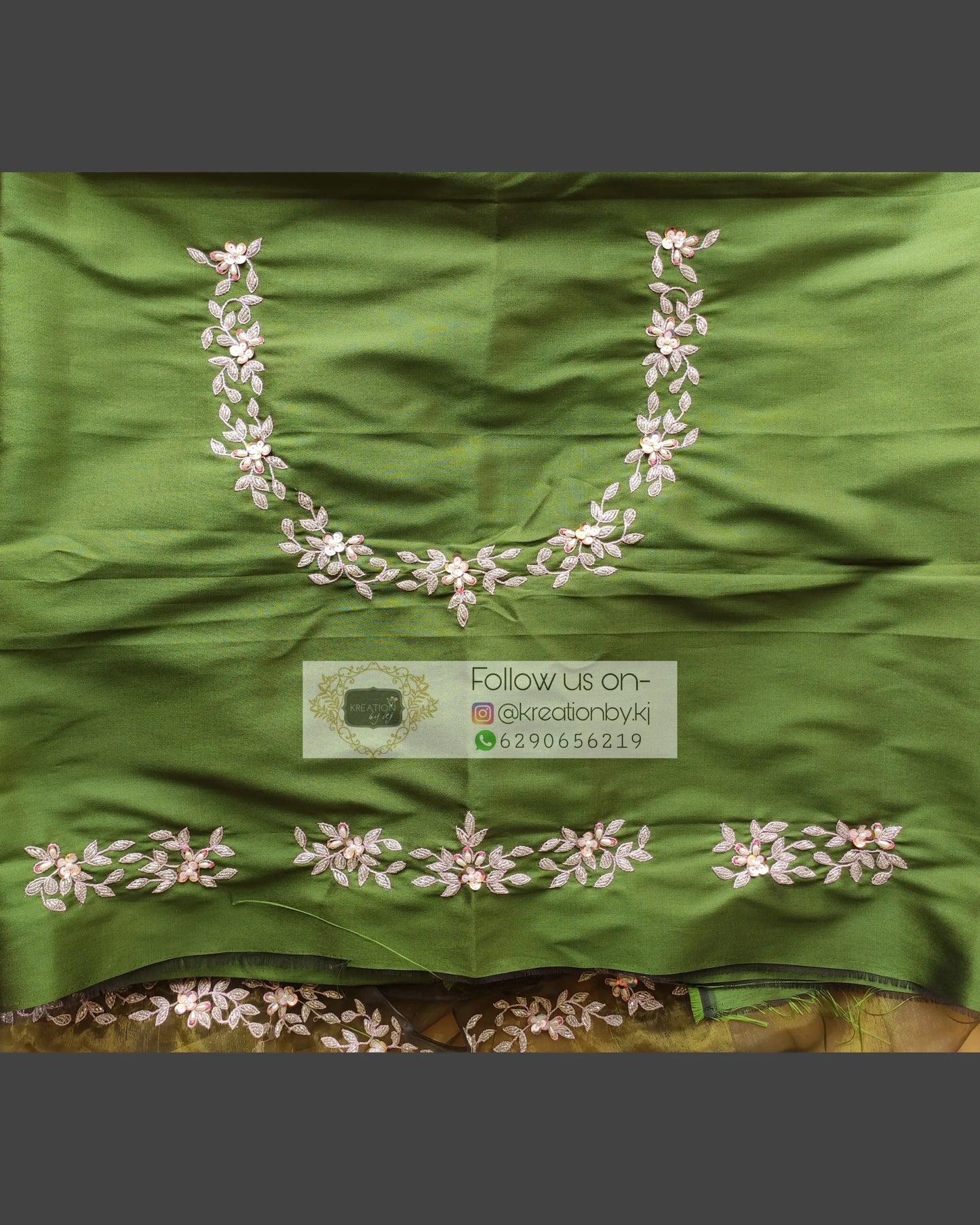 Military Green Chandani Saree - kreationbykj