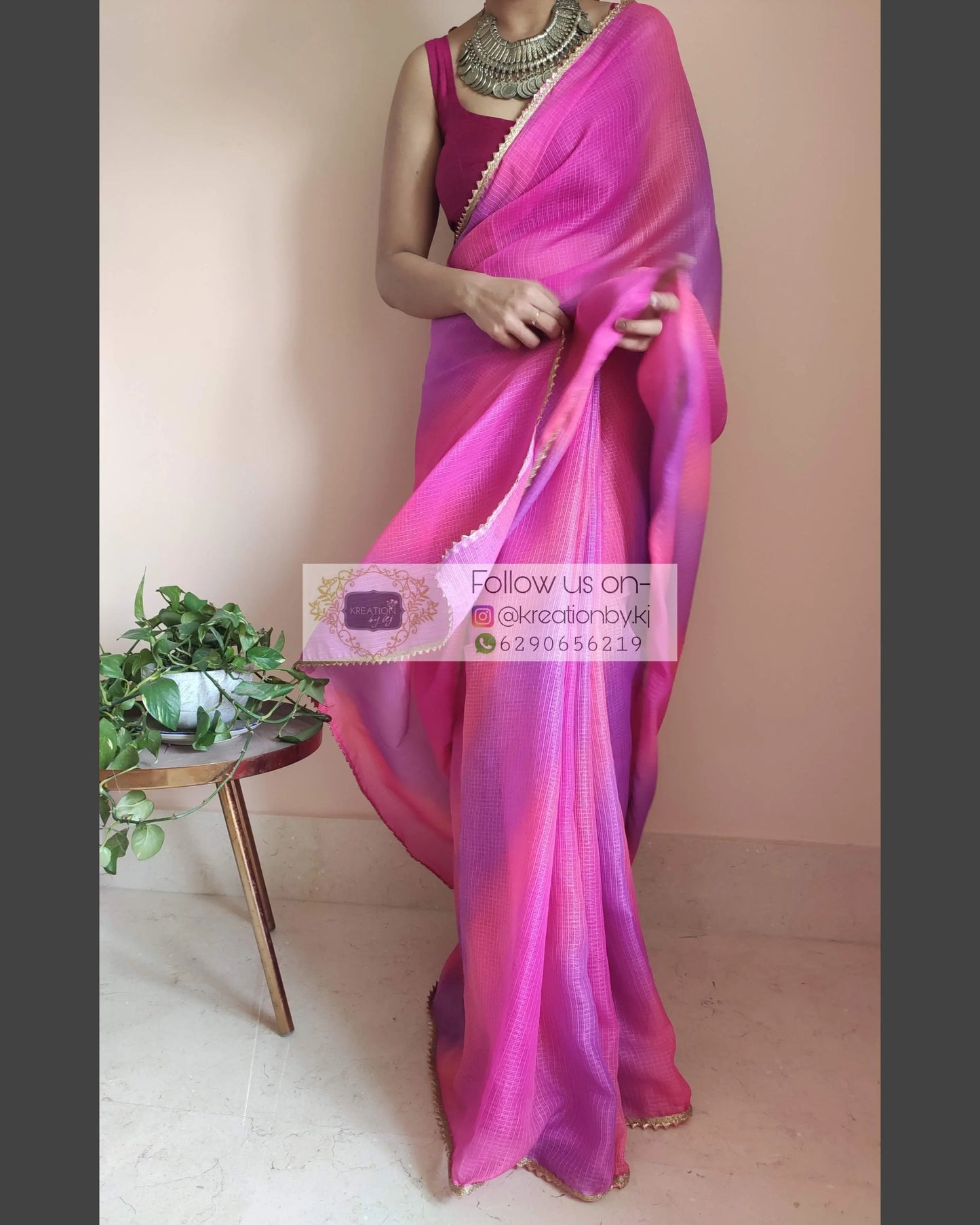 Cotton Candy Ombré Saree - kreationbykj