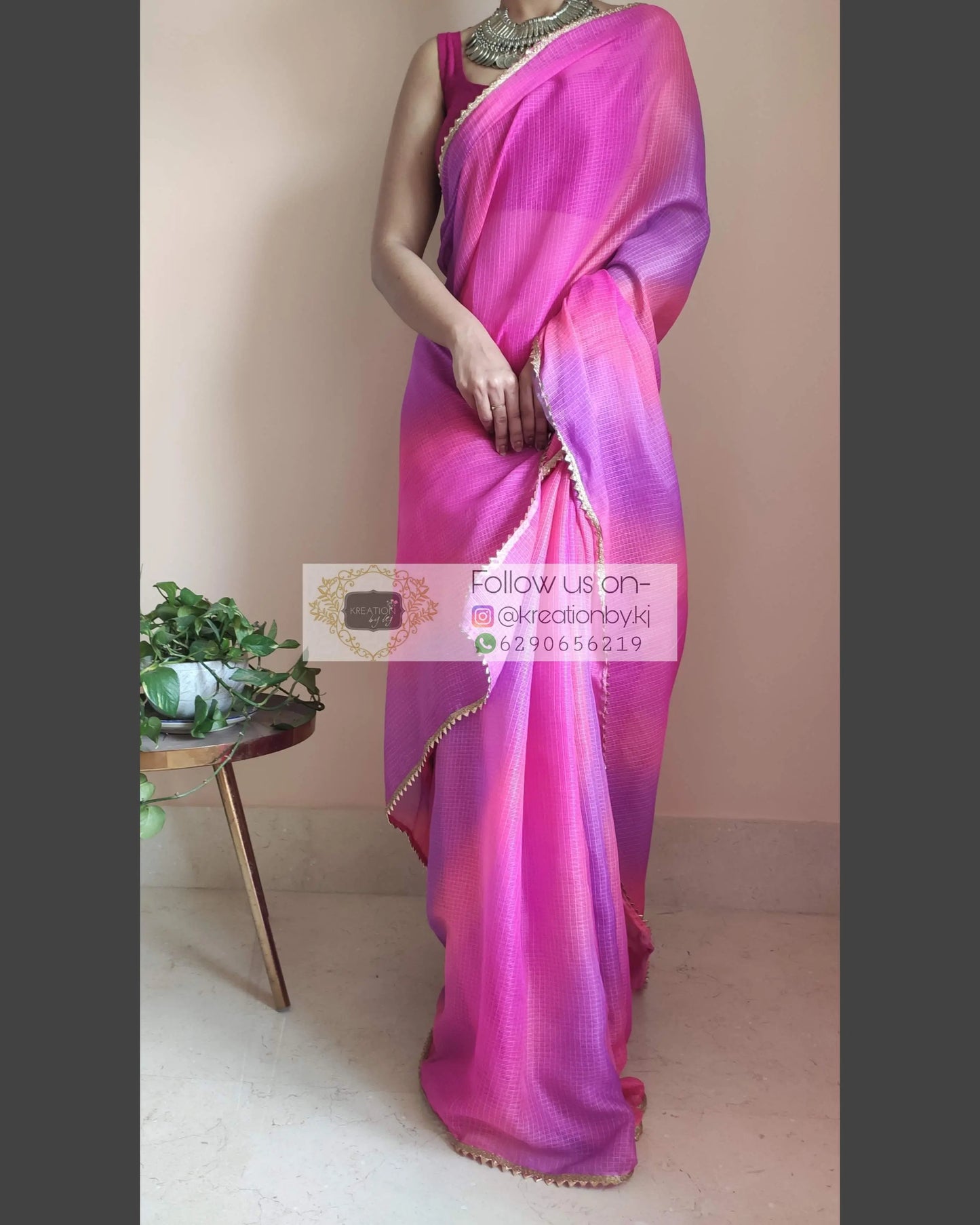 Cotton Candy Ombré Saree - kreationbykj
