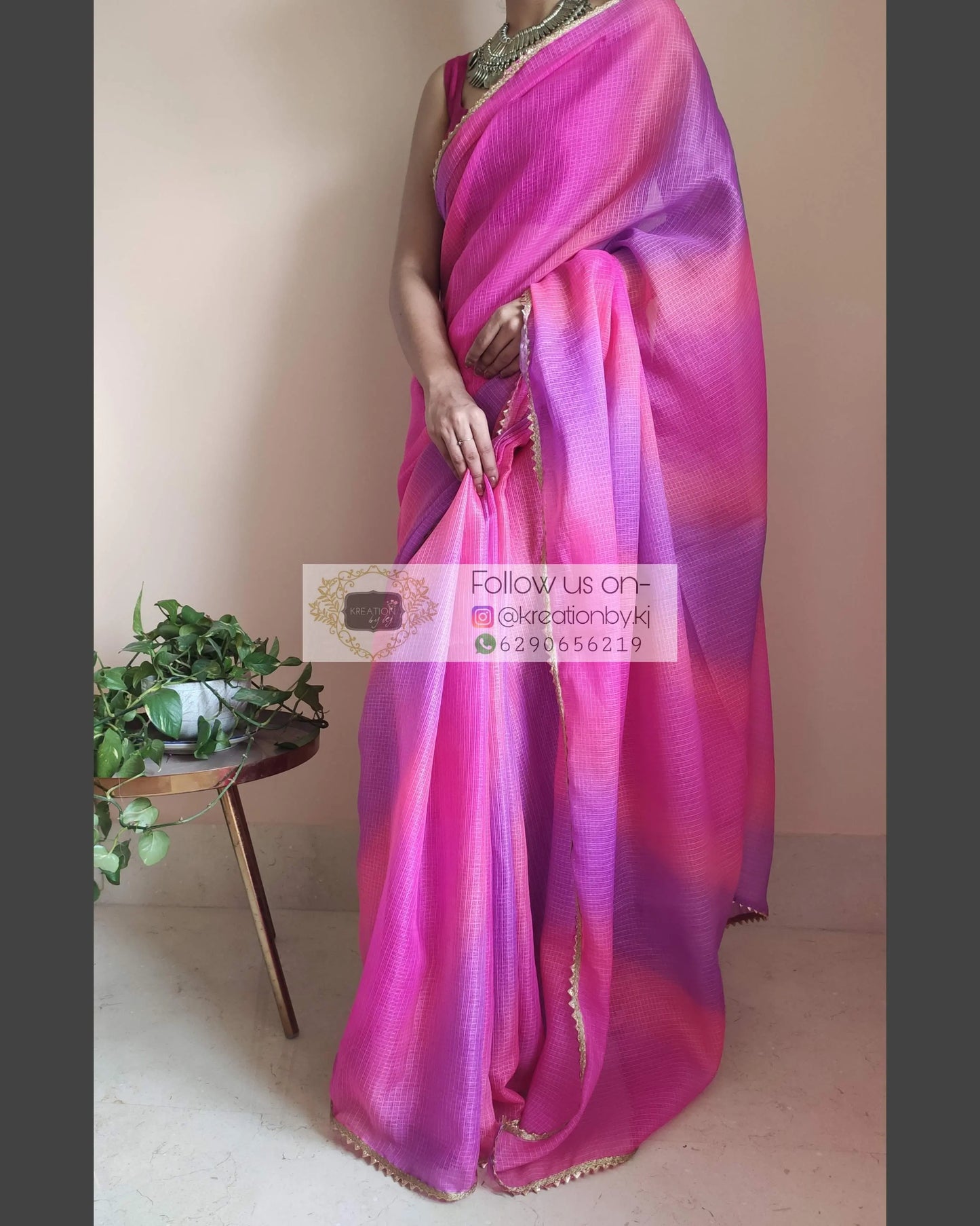 Cotton Candy Ombré Saree - kreationbykj