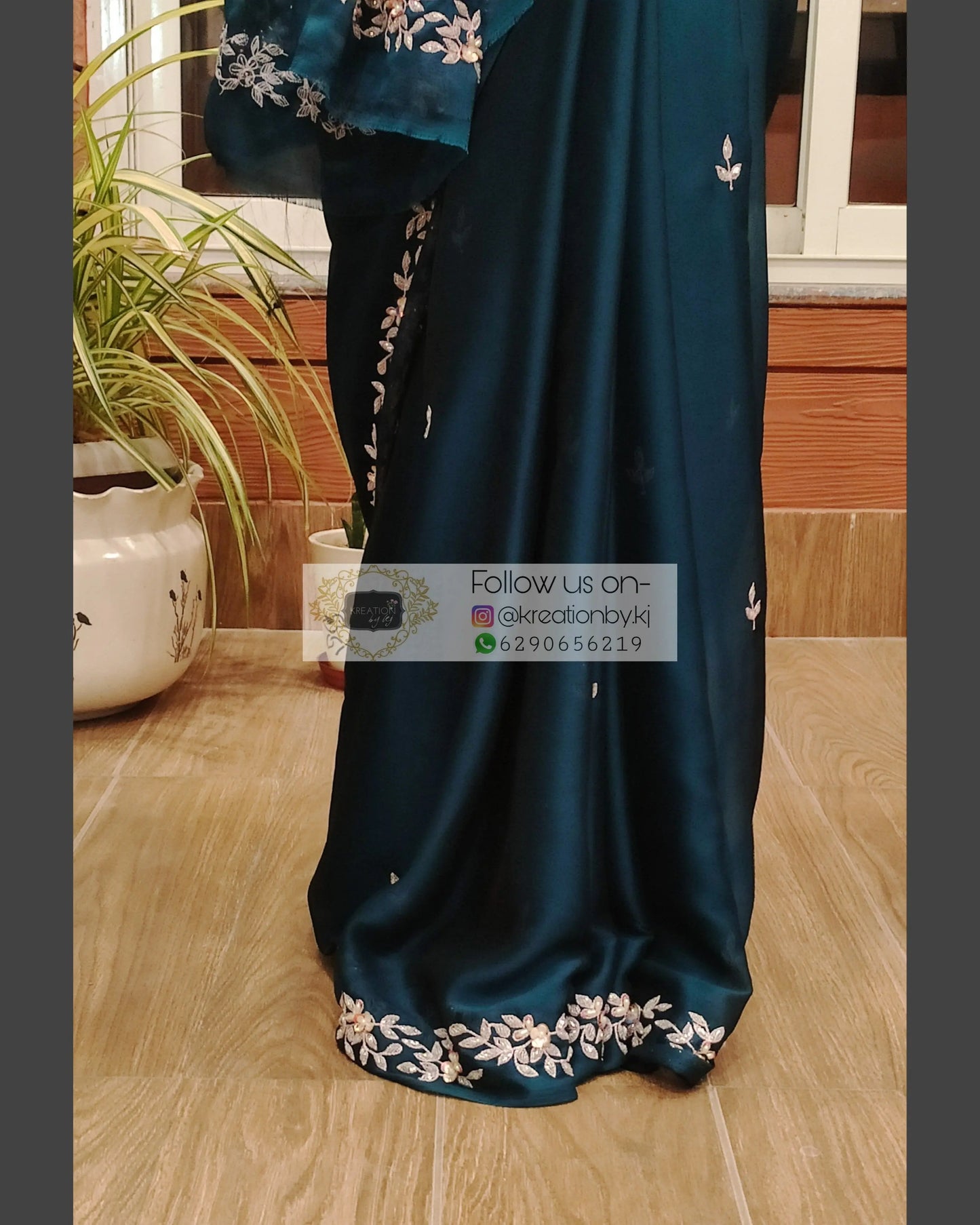 Peacock Blue Georgette Chandani Saree - kreationbykj