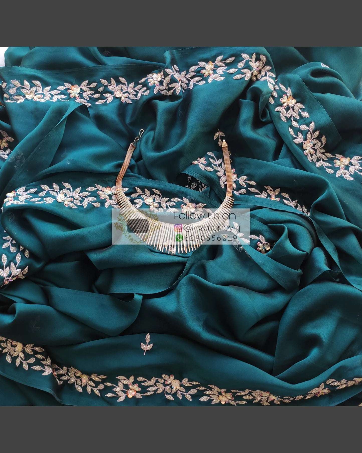 Peacock Blue Georgette Chandani Saree - kreationbykj