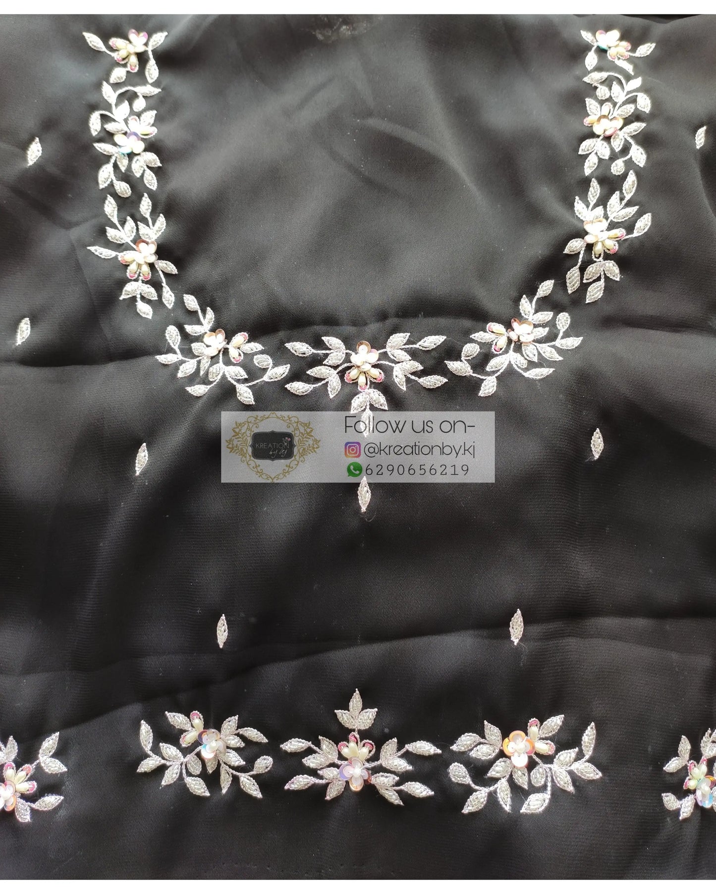 Black Georgette Chandani Saree - kreationbykj