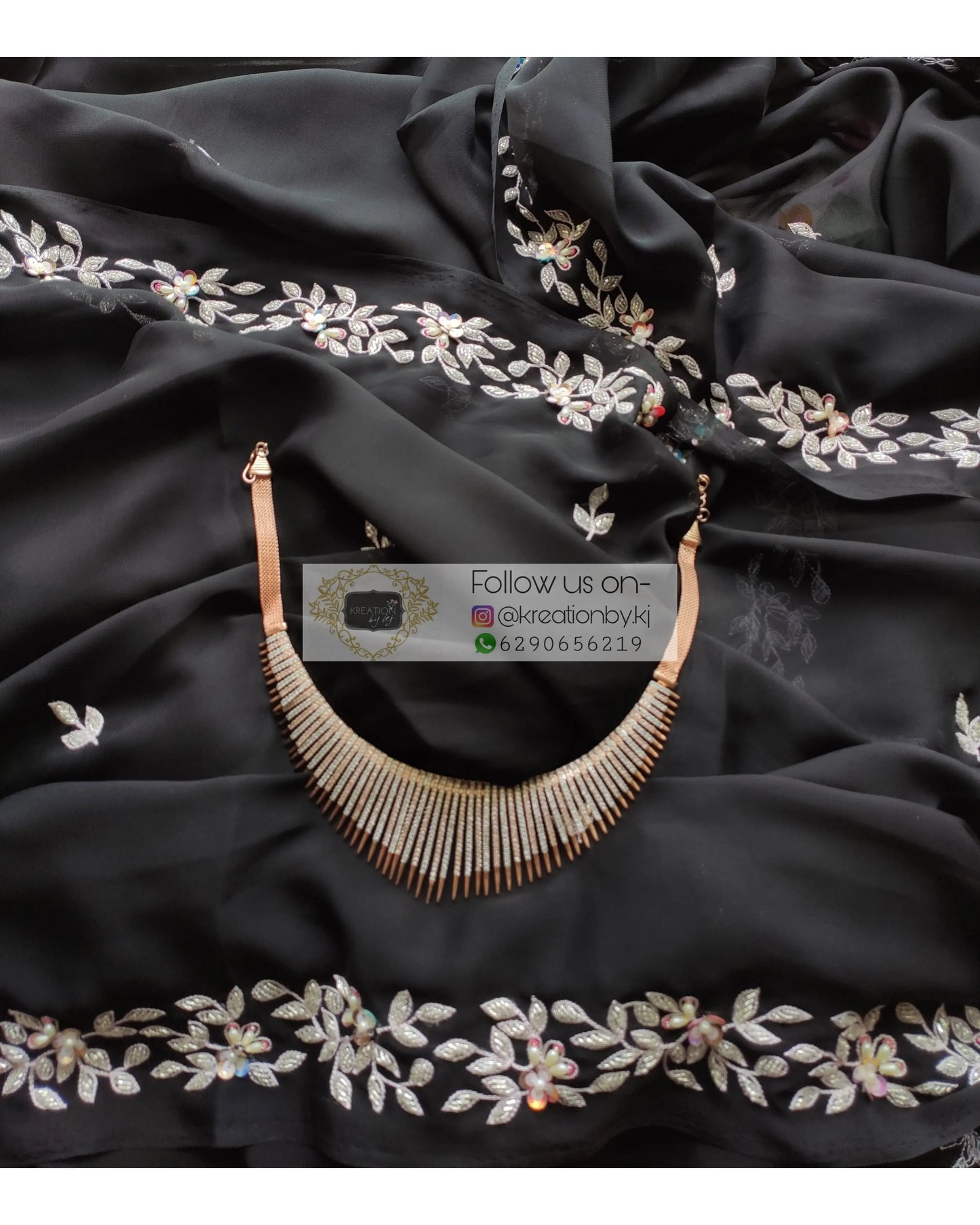 Black Georgette Chandani Saree - kreationbykj