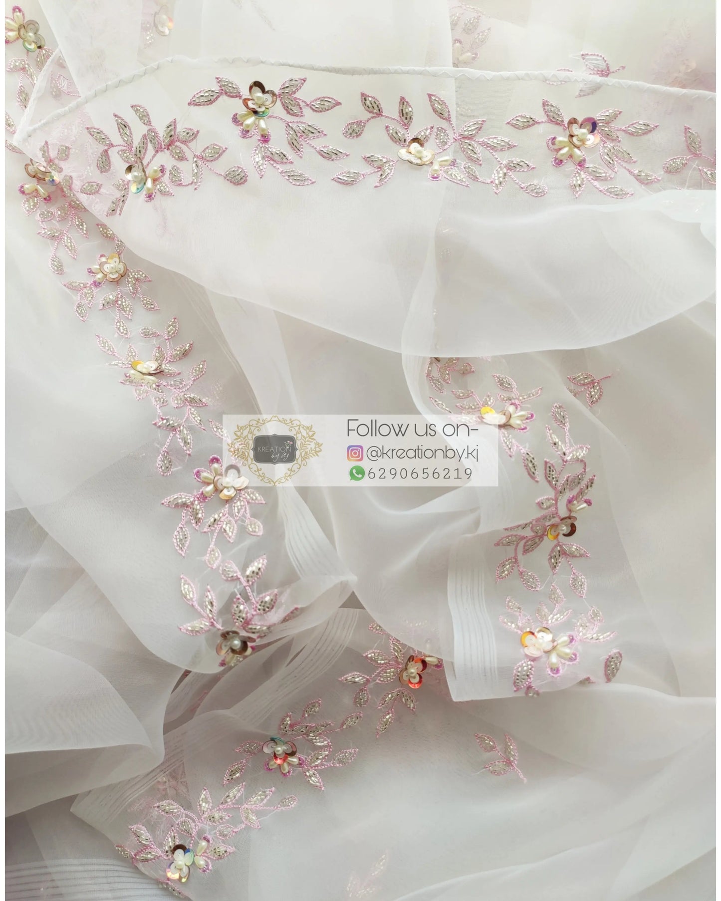 White Organza Silk Chandani Saree - kreationbykj
