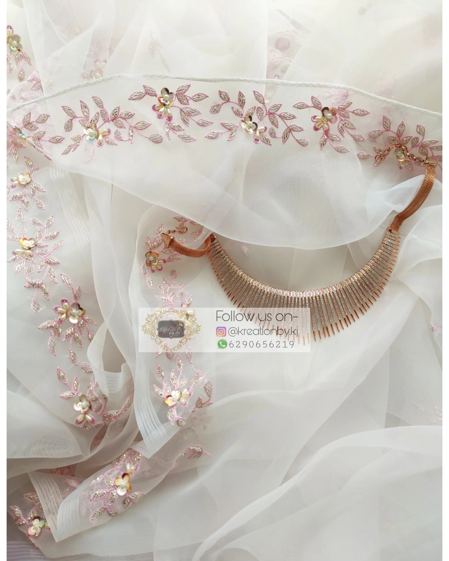 White Organza Silk Chandani Saree - kreationbykj