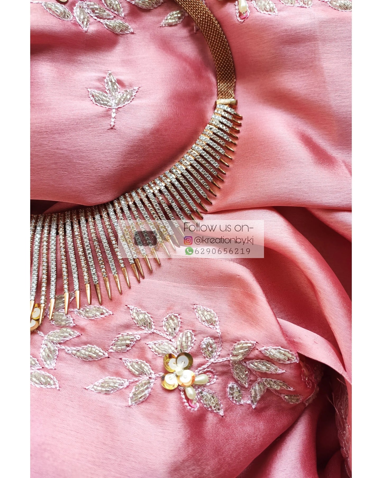 Old Rose Satin Silk Chandani Saree - kreationbykj