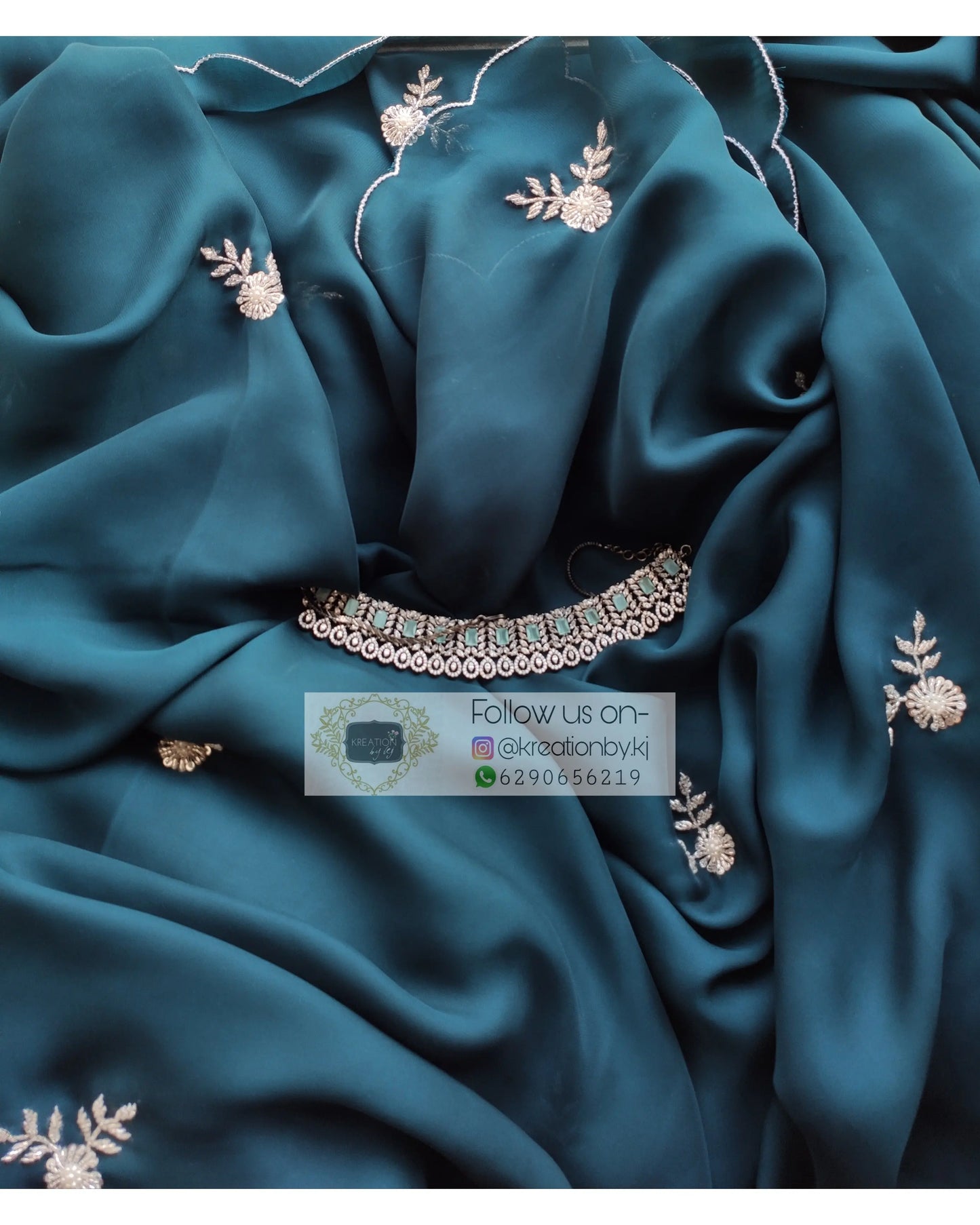 Cobalt Blue Crepe Silk 86 Bootas Saree - kreationbykj