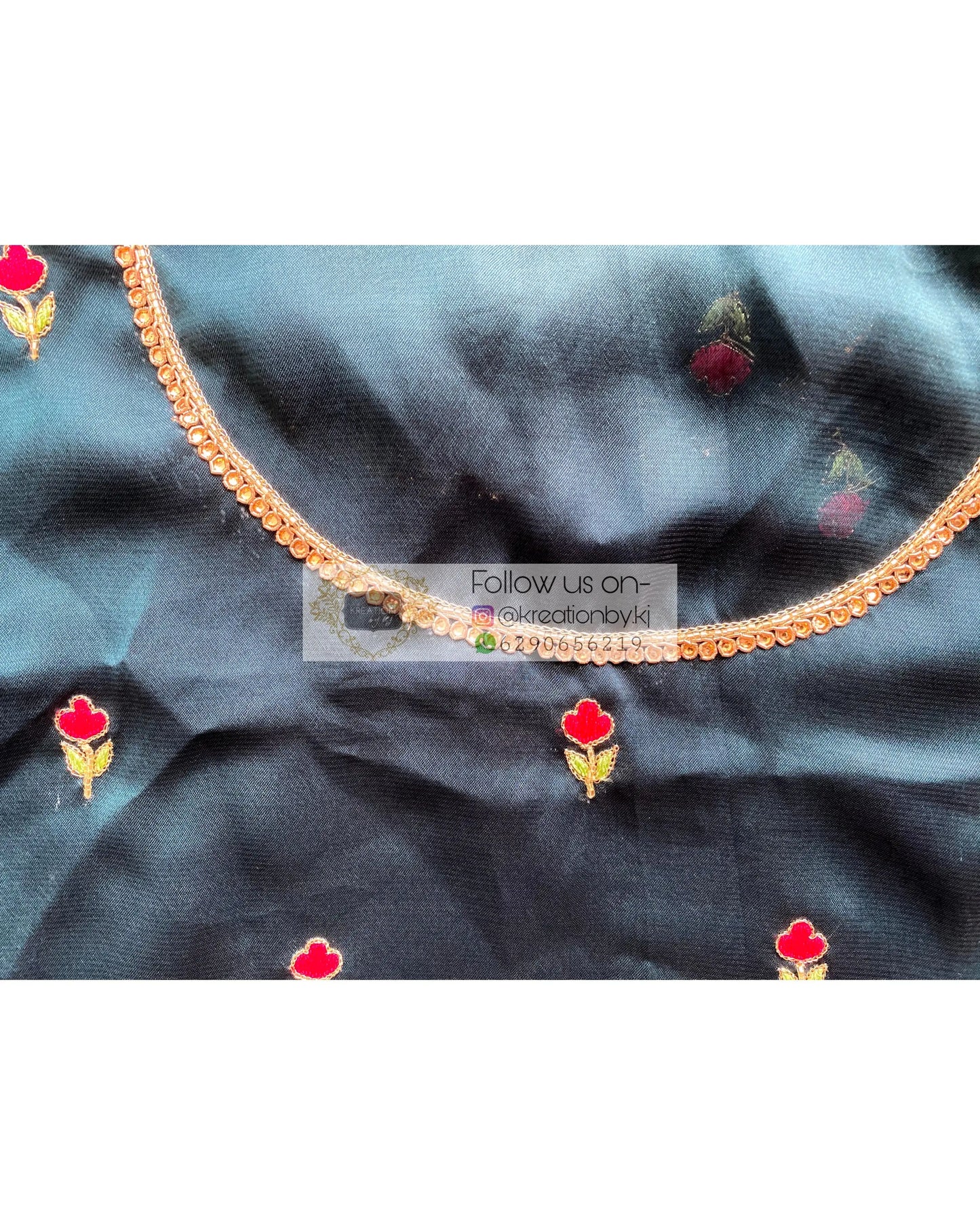 Cobalt Blue Georgette Periwinkle Saree - kreationbykj