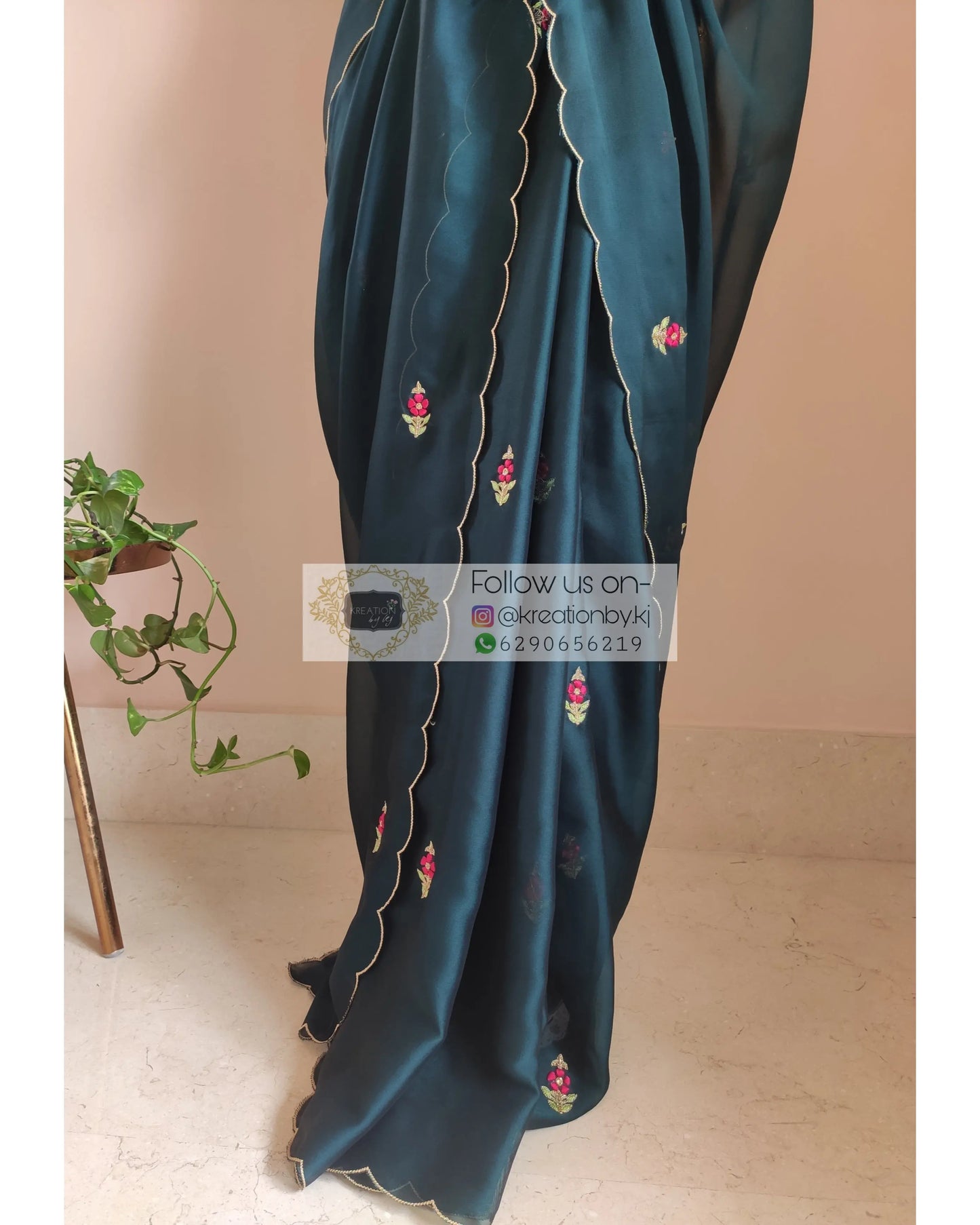 Cobalt Blue Georgette Periwinkle Saree - kreationbykj