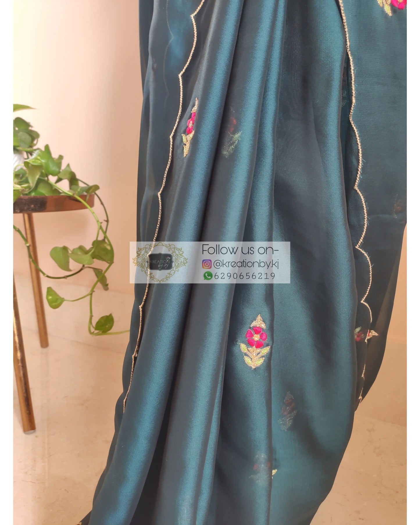 Cobalt Blue Georgette Periwinkle Saree - kreationbykj