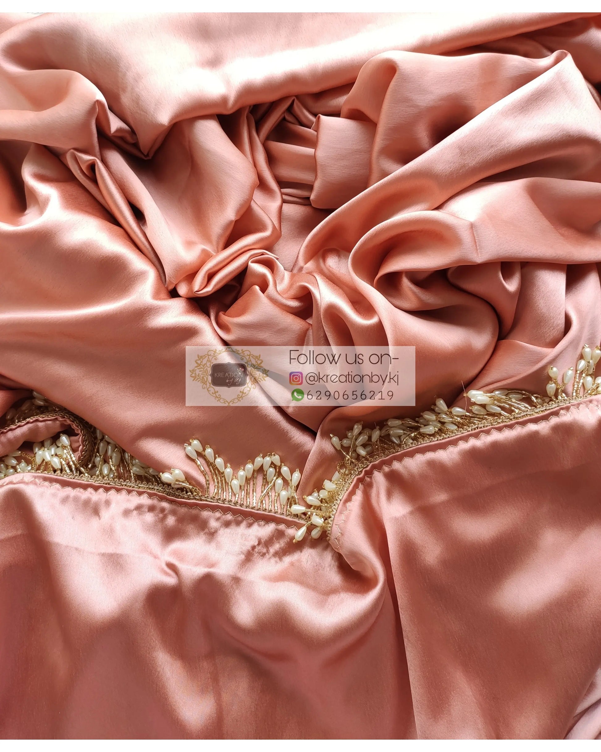 Caramel Satin Silk Saree With Handmade Tassels On Pallu - kreationbykj