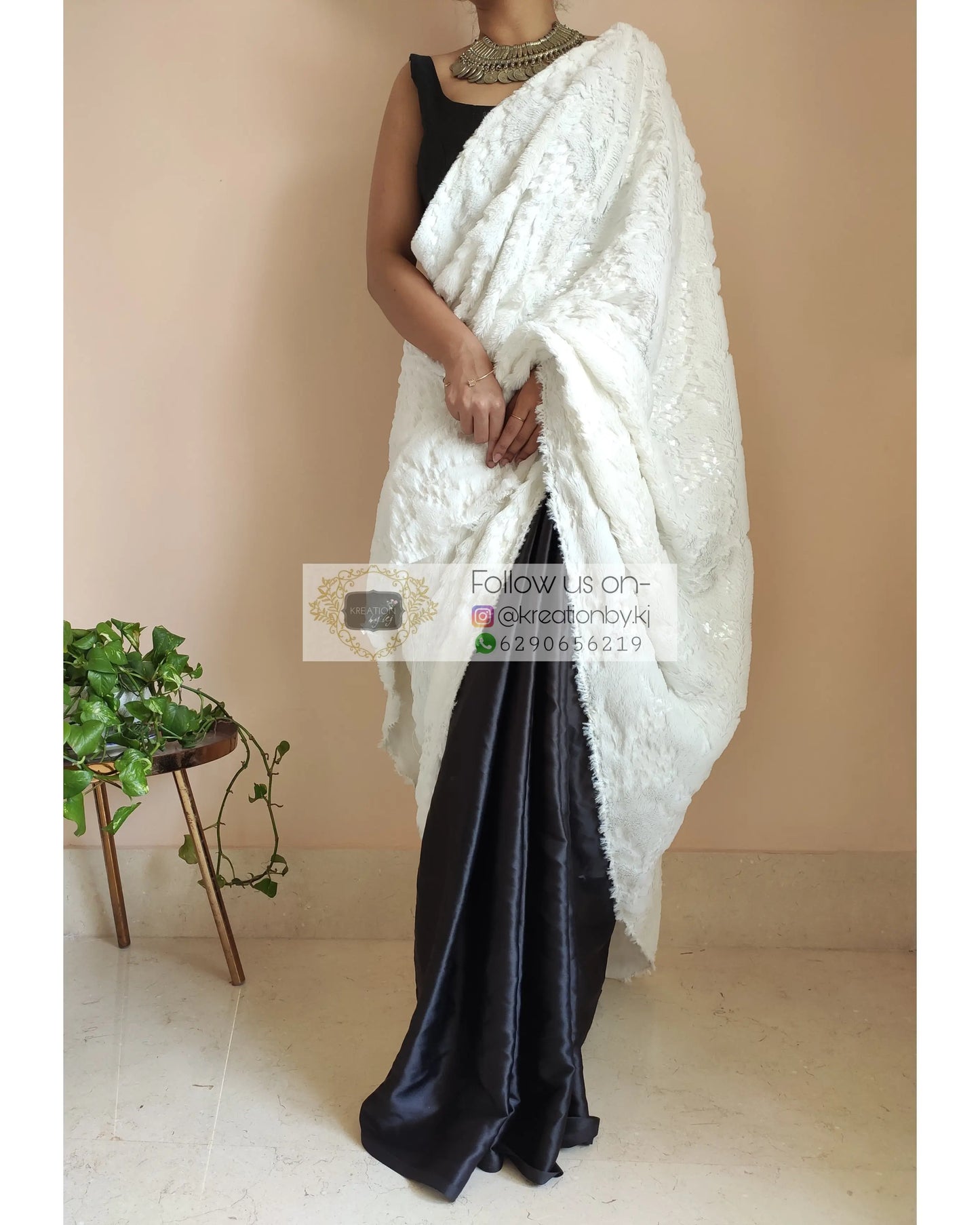 Designer Fur Pallu Saree - kreationbykj