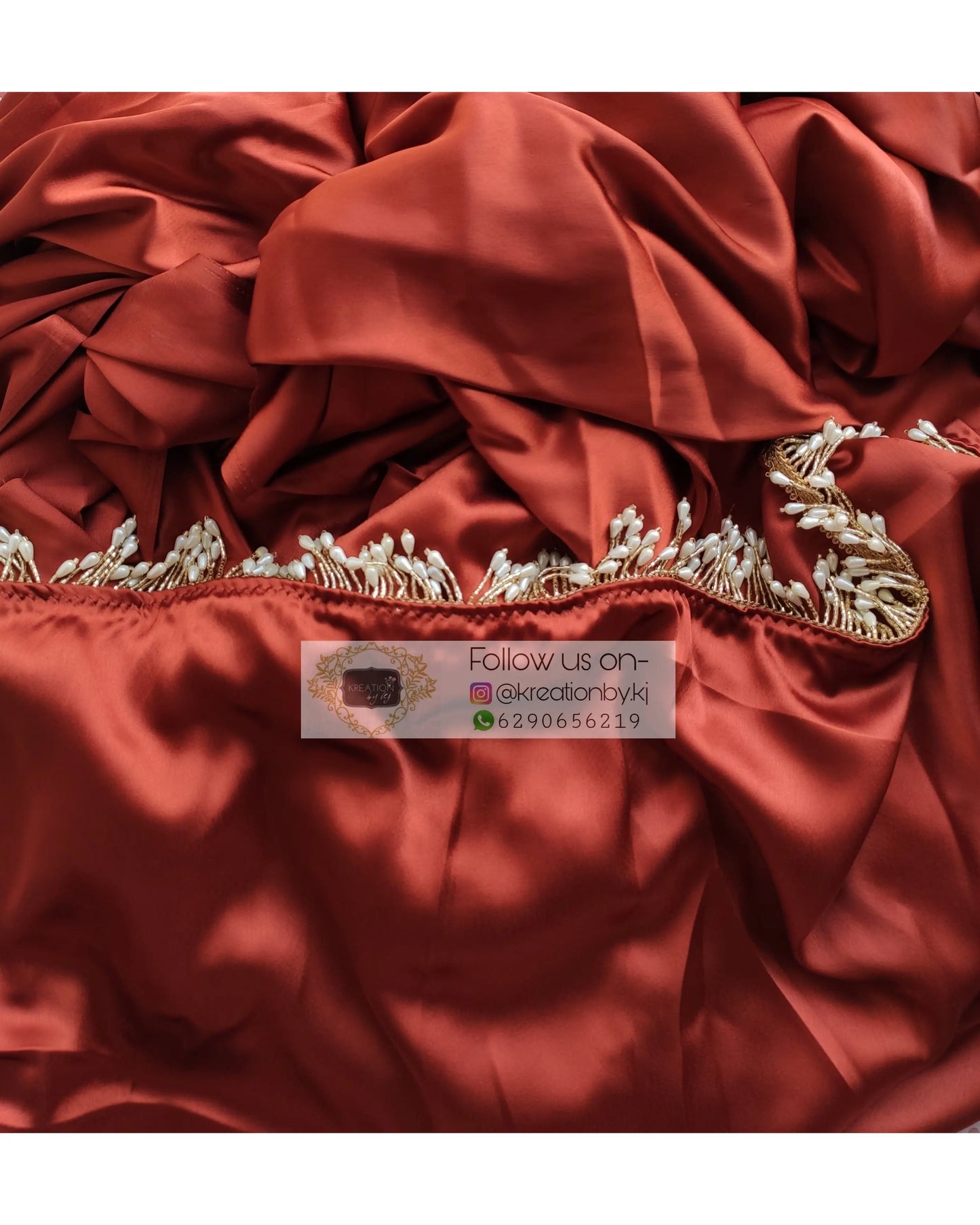Rust Brown Satin Silk Saree With Handmade Tassels On Pallu - kreationbykj