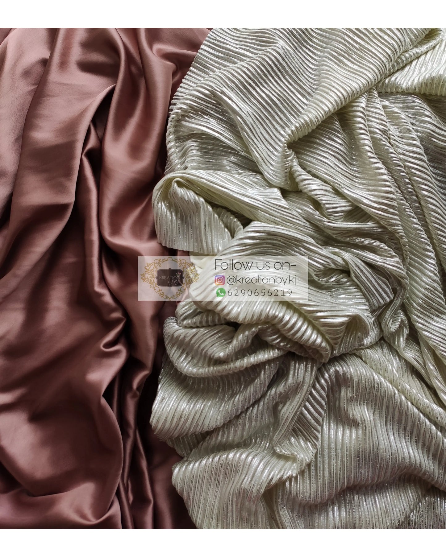 Rose Gold- Silver Pleated Saree - kreationbykj
