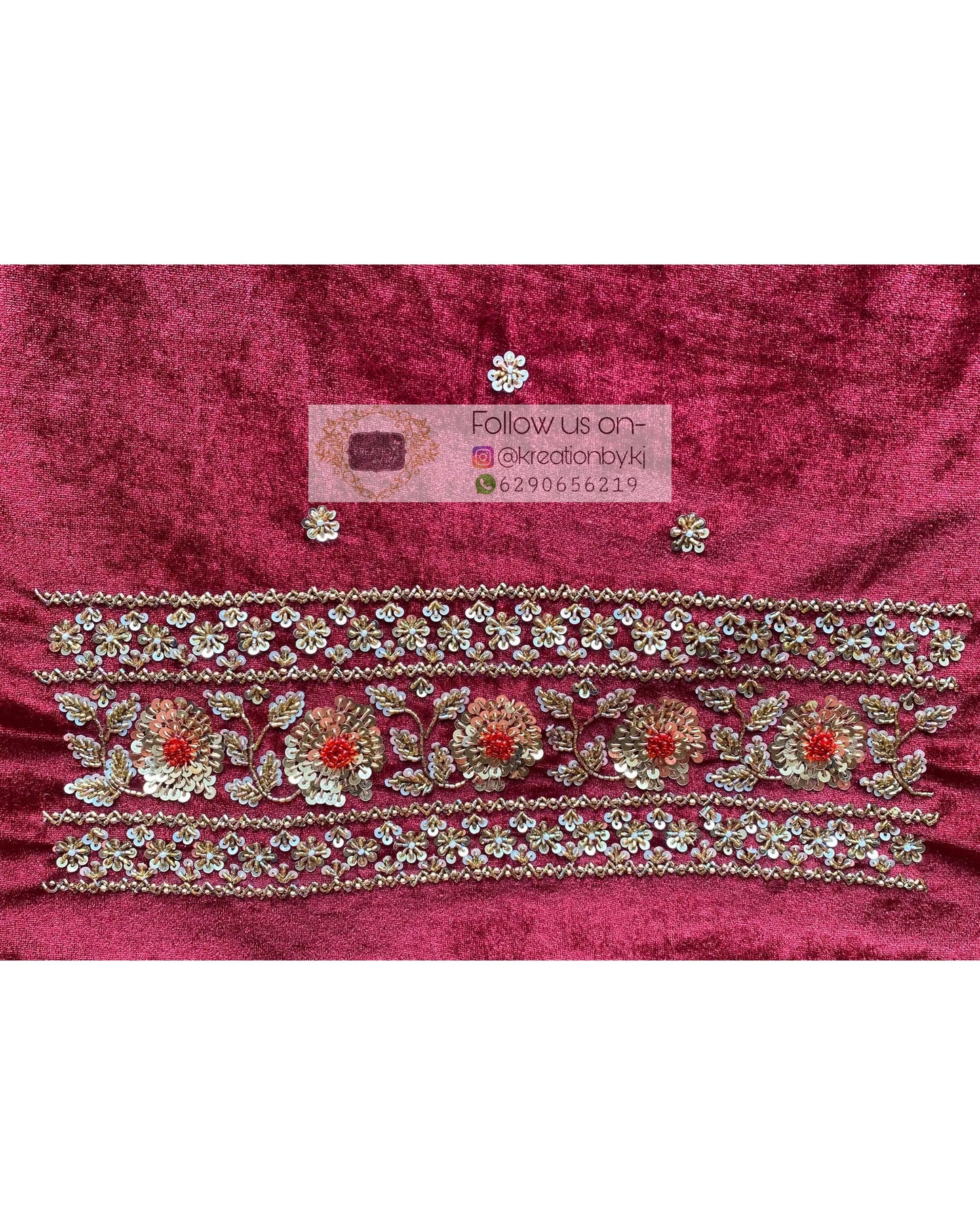 Burgundy Velvet Bridal Saree - kreationbykj