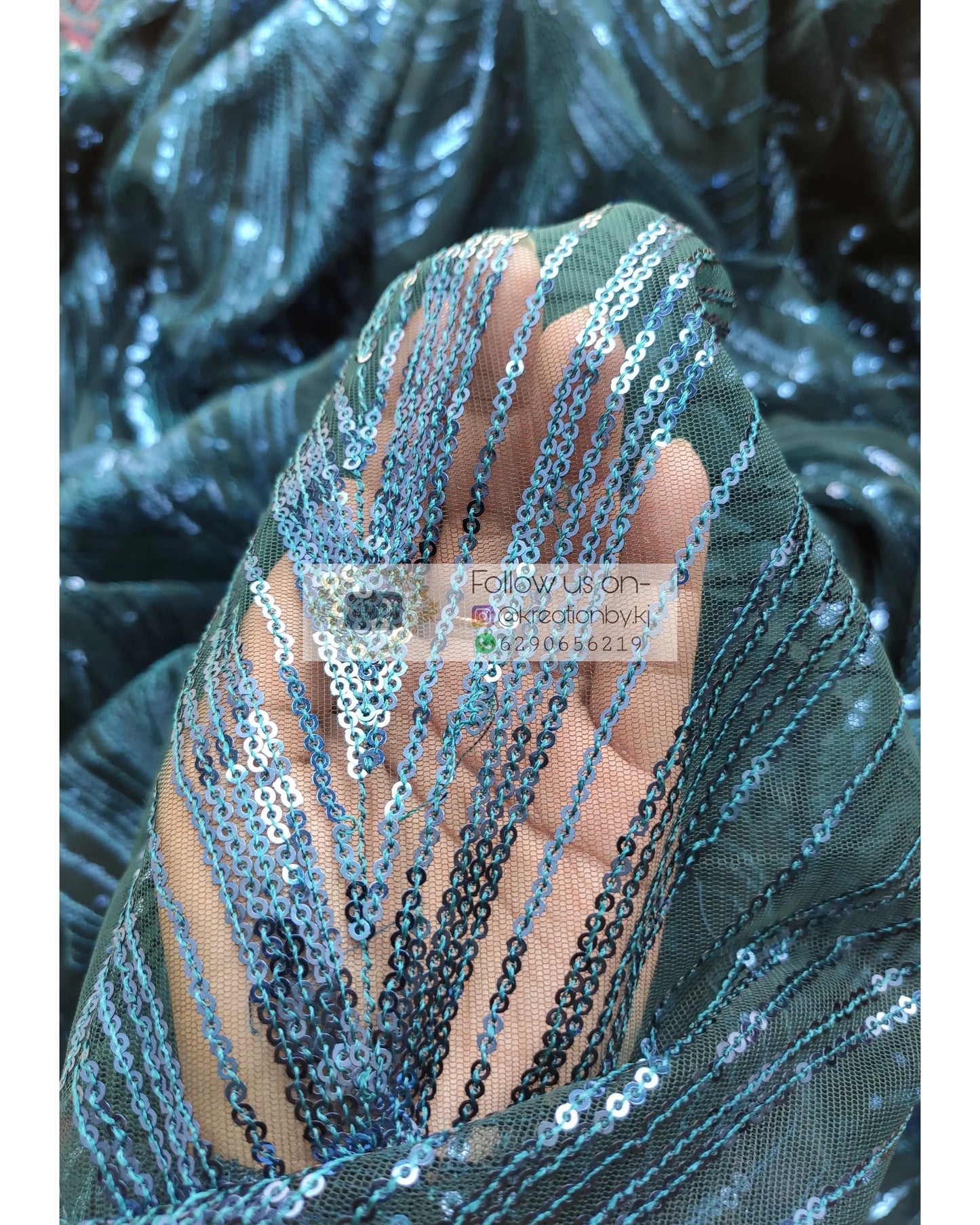 Navy Blue Sequins Embroidered Net Saree - kreationbykj