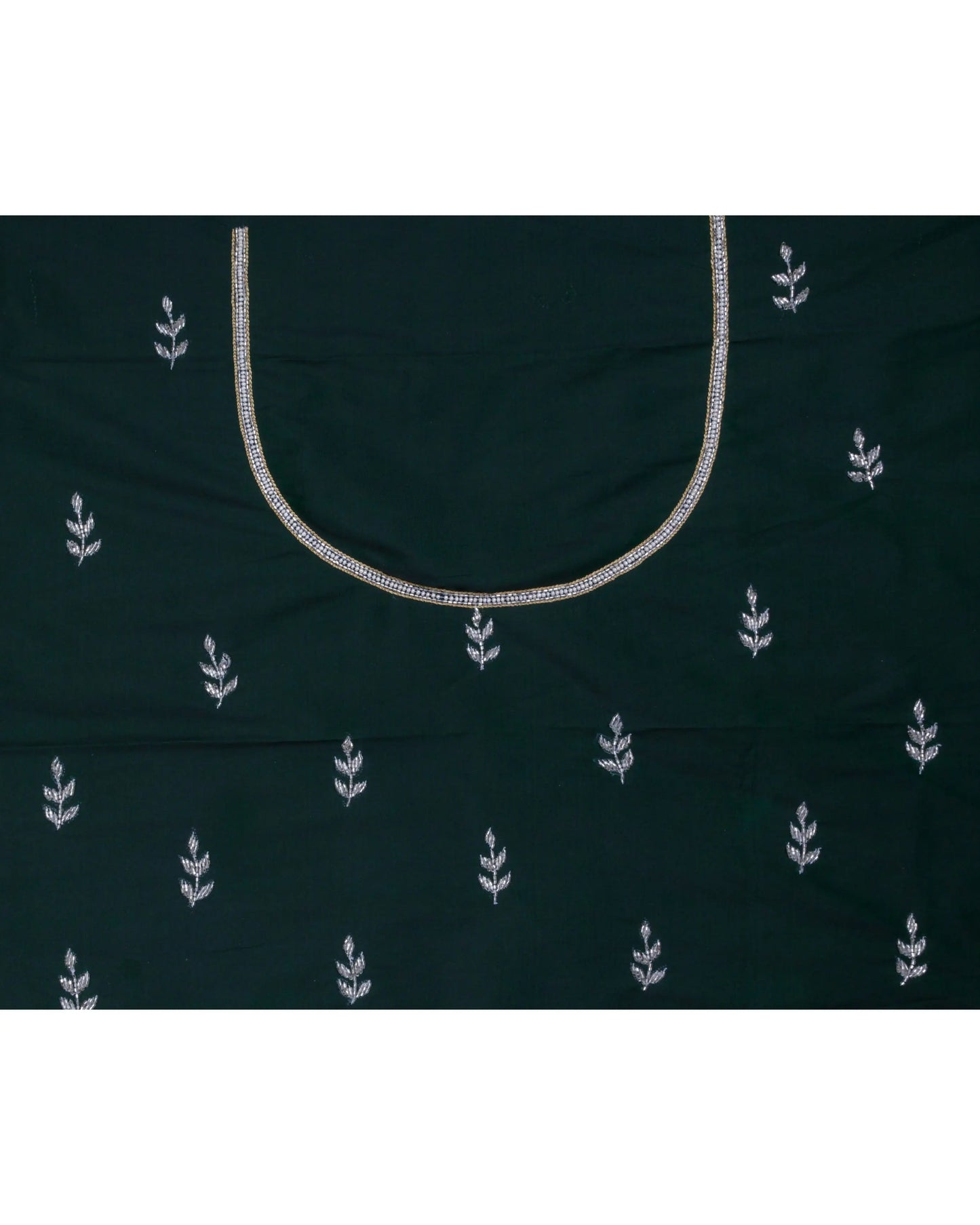 Dark Green Organza Silk Saree With 86 Bootas - kreationbykj