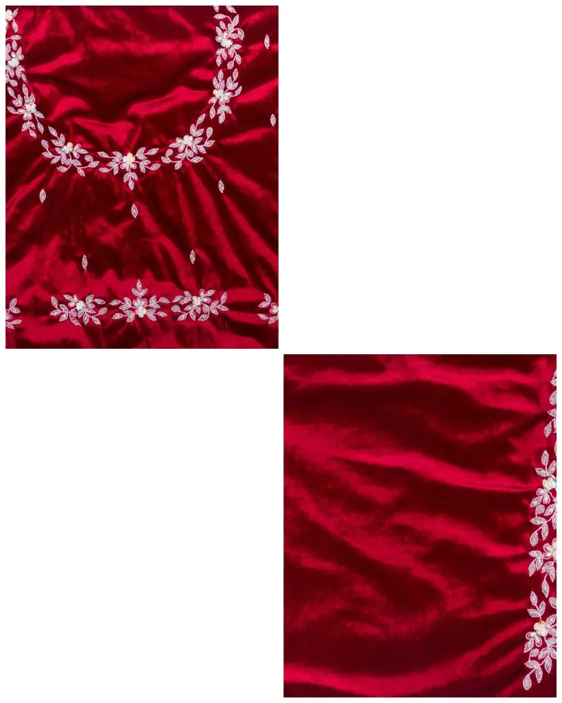 Maroon Velvet Chandani Saree - kreationbykj