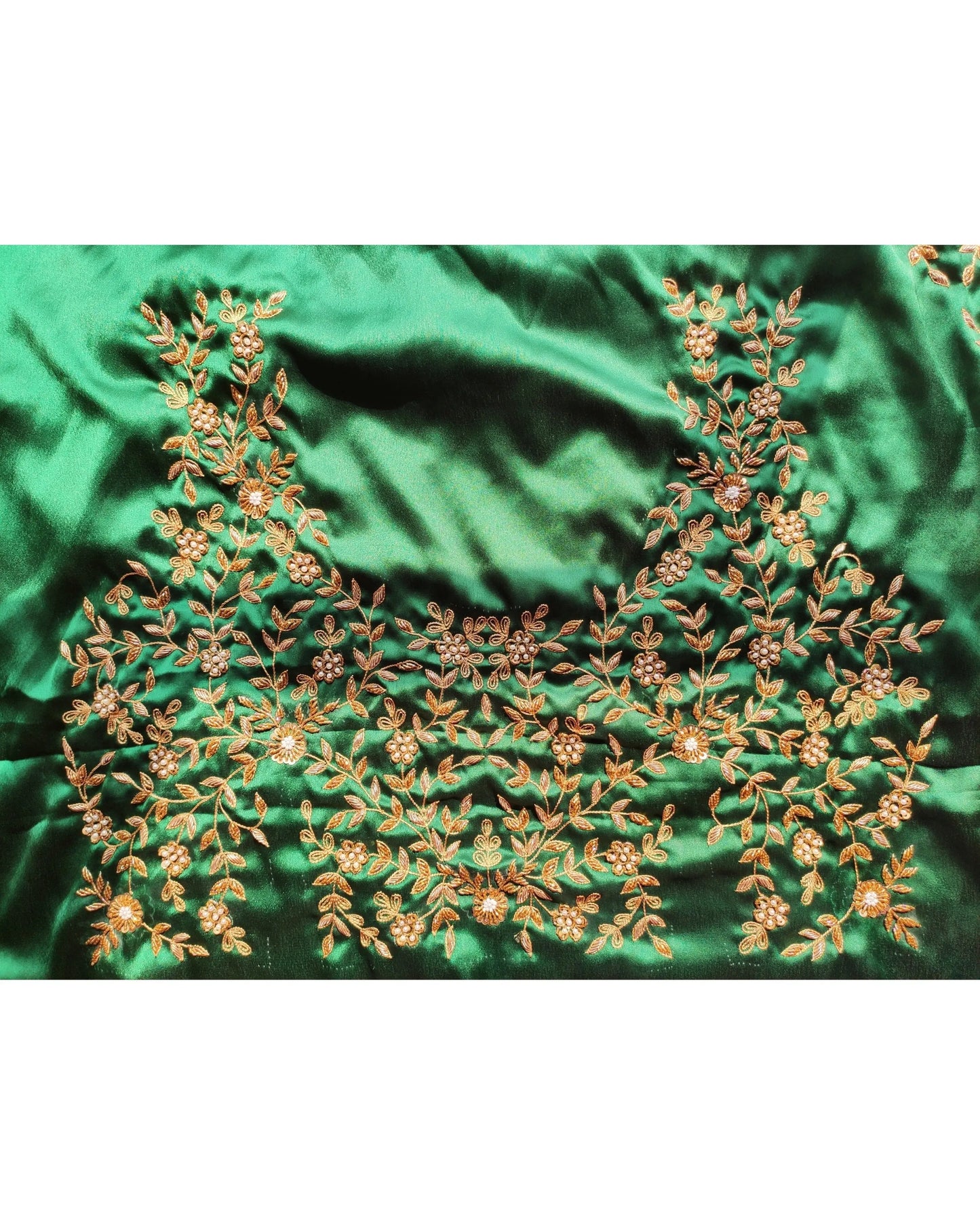 Forest Green Zardosi Blouse Piece - kreationbykj