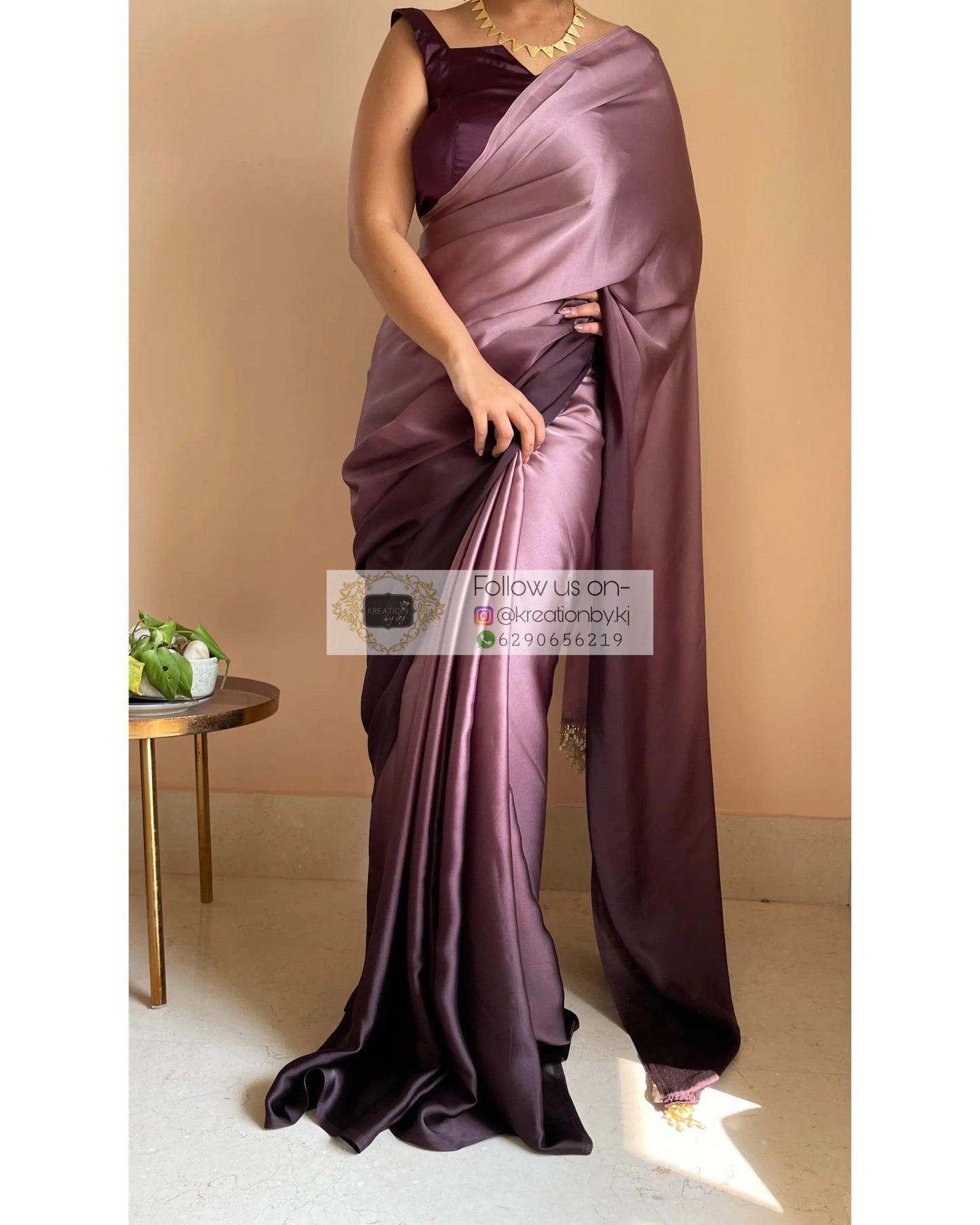 Black Gelato Ombré Crepe Silk Saree with Handmade Tassels on Pallu - kreationbykj