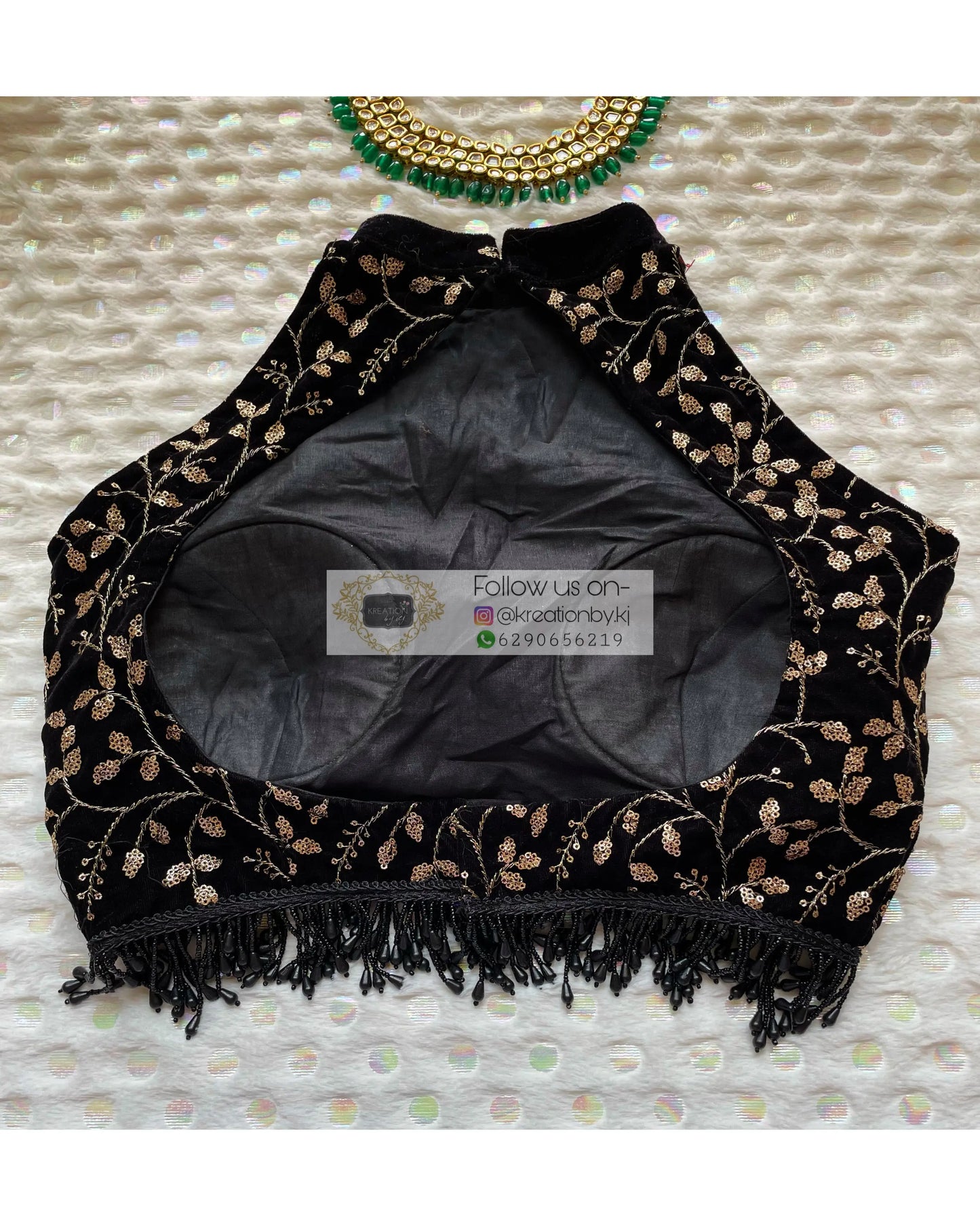 Black Halter Velvet Blouse - kreationbykj