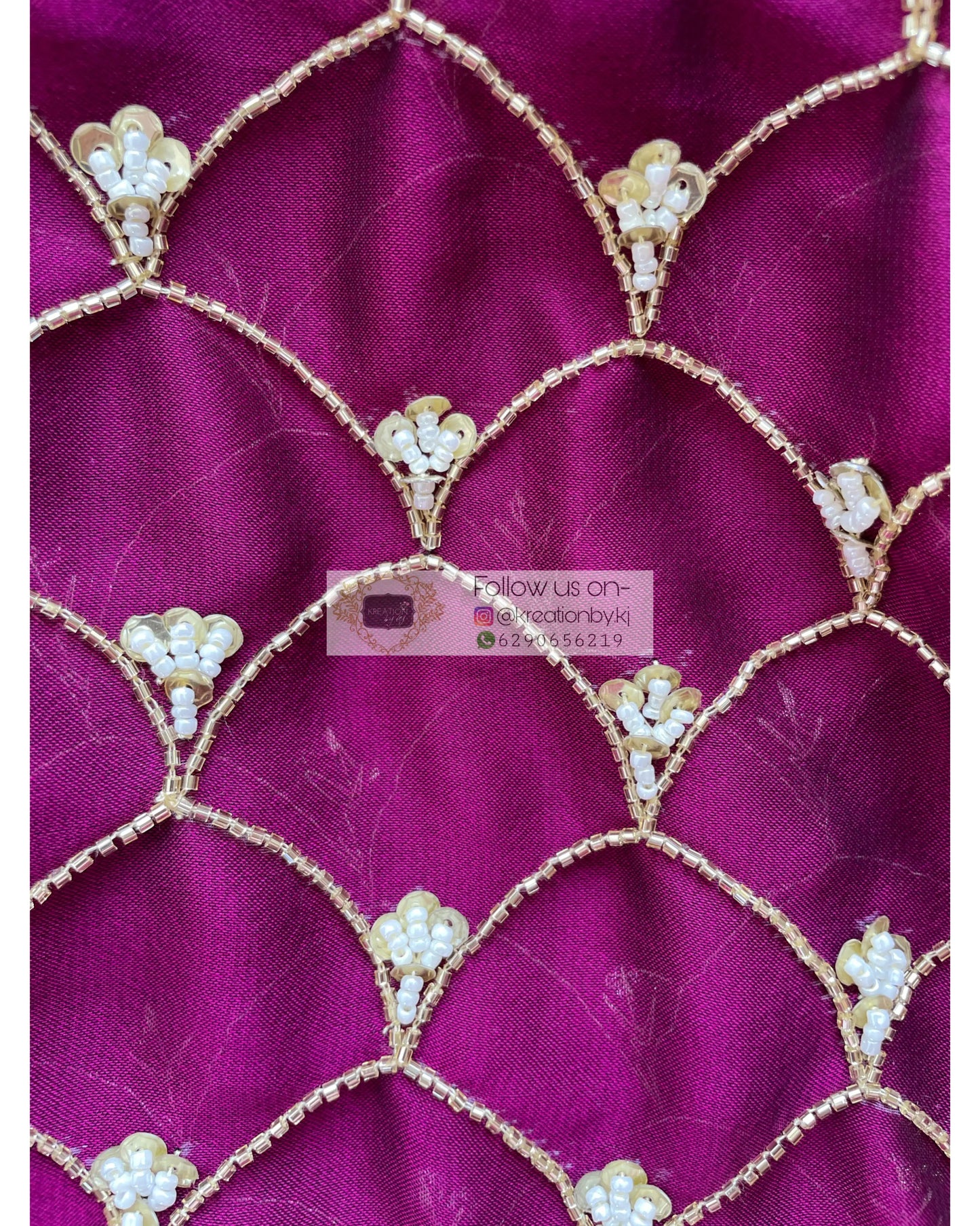Wine Georgette Cutdana Mehraab Jaal Saree - kreationbykj