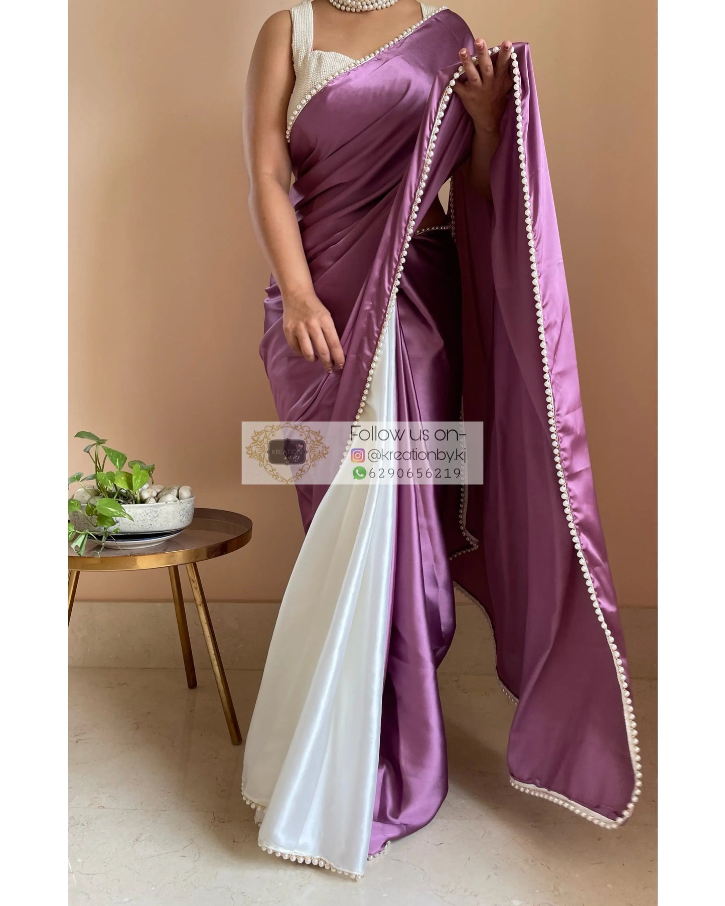 Clematis Two in One Satin Saree - kreationbykj