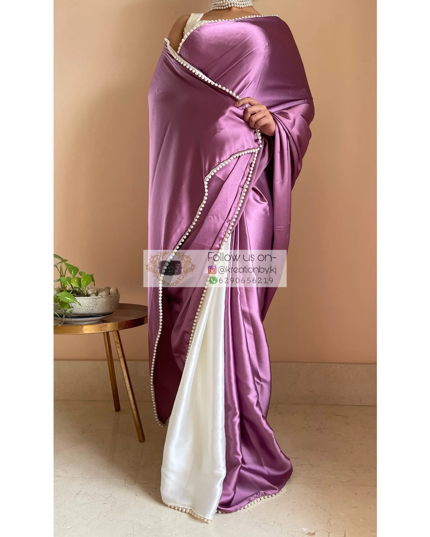 Clematis Two in One Satin Saree - kreationbykj